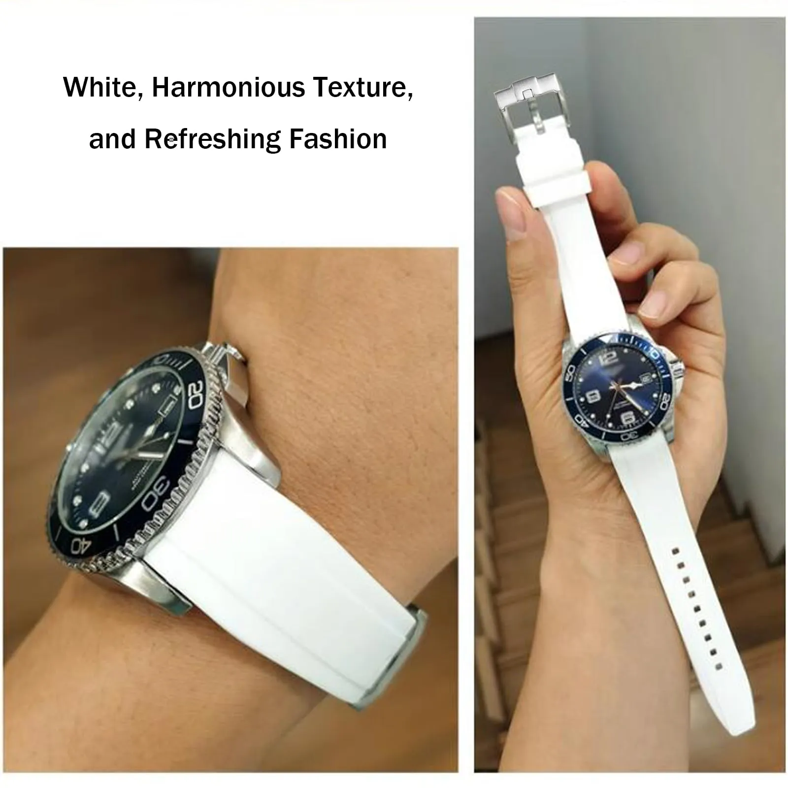 Niziruoup Cinturino Orologio in Silicone Gomma Curve 22mm Bianco - immagine 5