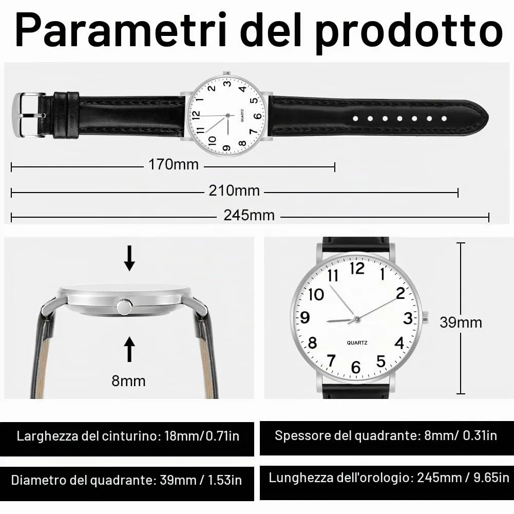 OFFCUP Orologio da Uomo Analogico al Quarzo Business Casual, Quadrante Argento - immagine 2