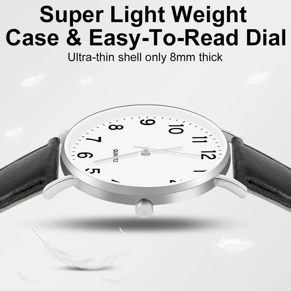 OFFCUP Orologio da Uomo Analogico al Quarzo Business Casual, Quadrante Argento - immagine 4