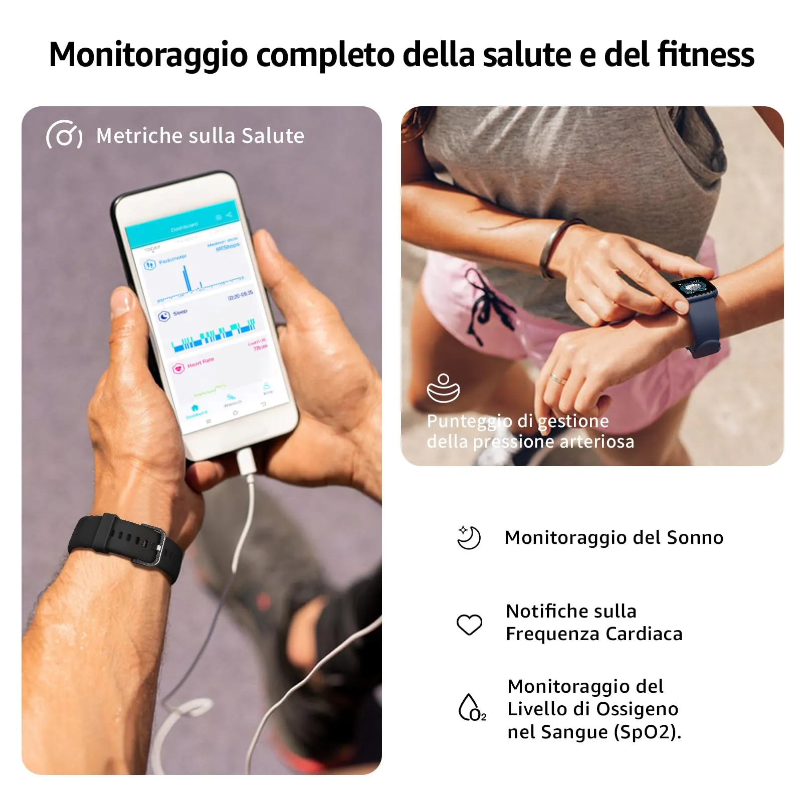 AcclaFit Smartwatch 1.85" per Uomo e Donna, Chiamate Bluetooth, 113 Modalità Sportive, Monitoraggio Cardio, SpO2, Sonno, IP68 per iOS e Android - immagine 4