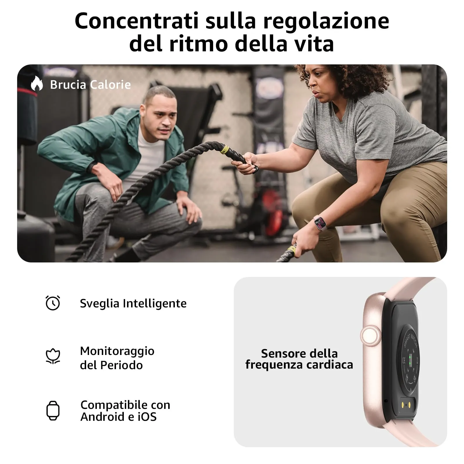 AcclaFit Smartwatch 1.85" per Uomo e Donna, Chiamate Bluetooth, 113 Modalità Sportive, Contapassi, SpO2, Monitoraggio Sonno e Frequenza Cardiaca, IP68 per iOS e Android - immagine 5