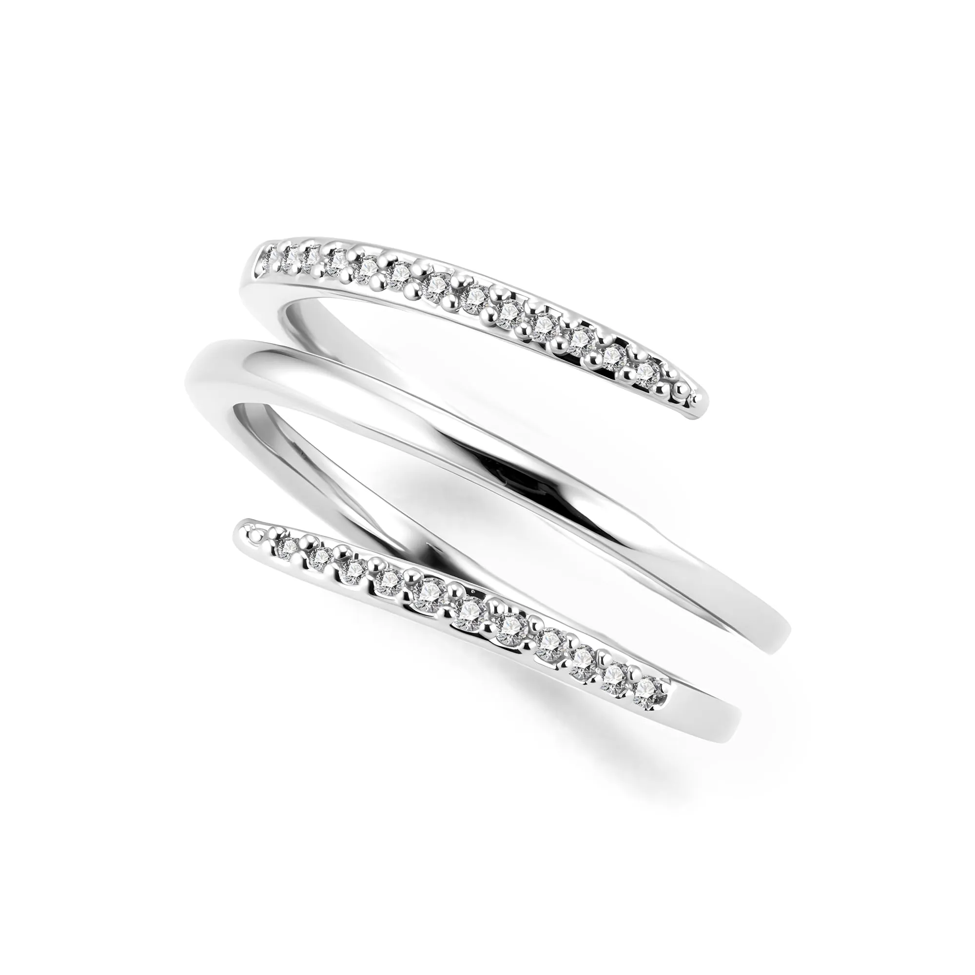 ALEXCRAFT Anello in Argento Aperto con Zirconi Regolabile a Spirale per Donna - immagine 1