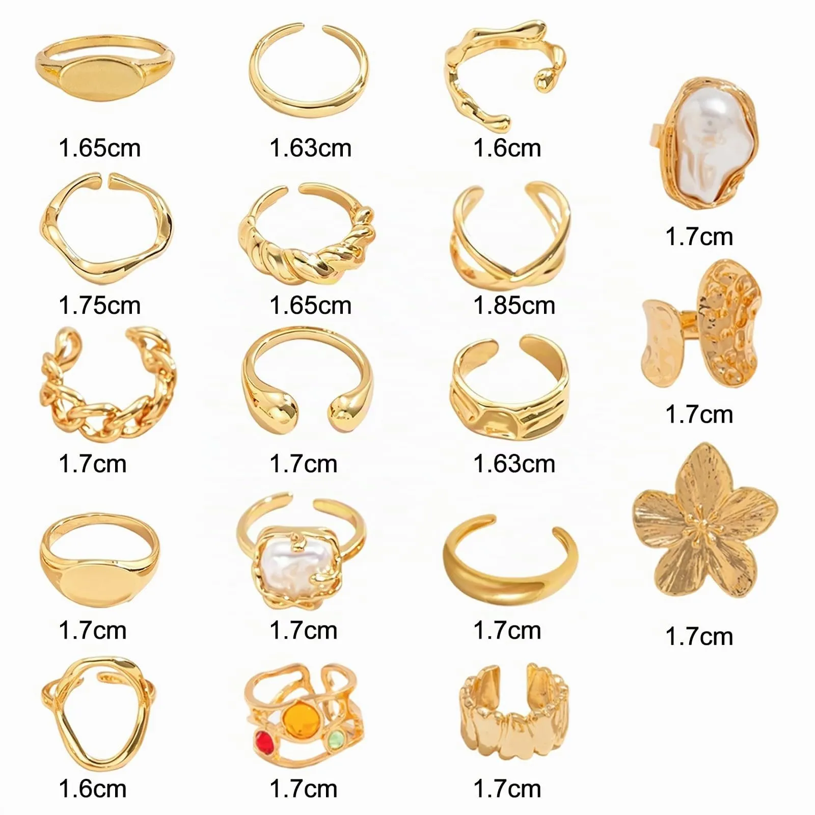 JSTHHTT Set 18 Anelli Donna Oro Regolabili e Impilabili - immagine 2