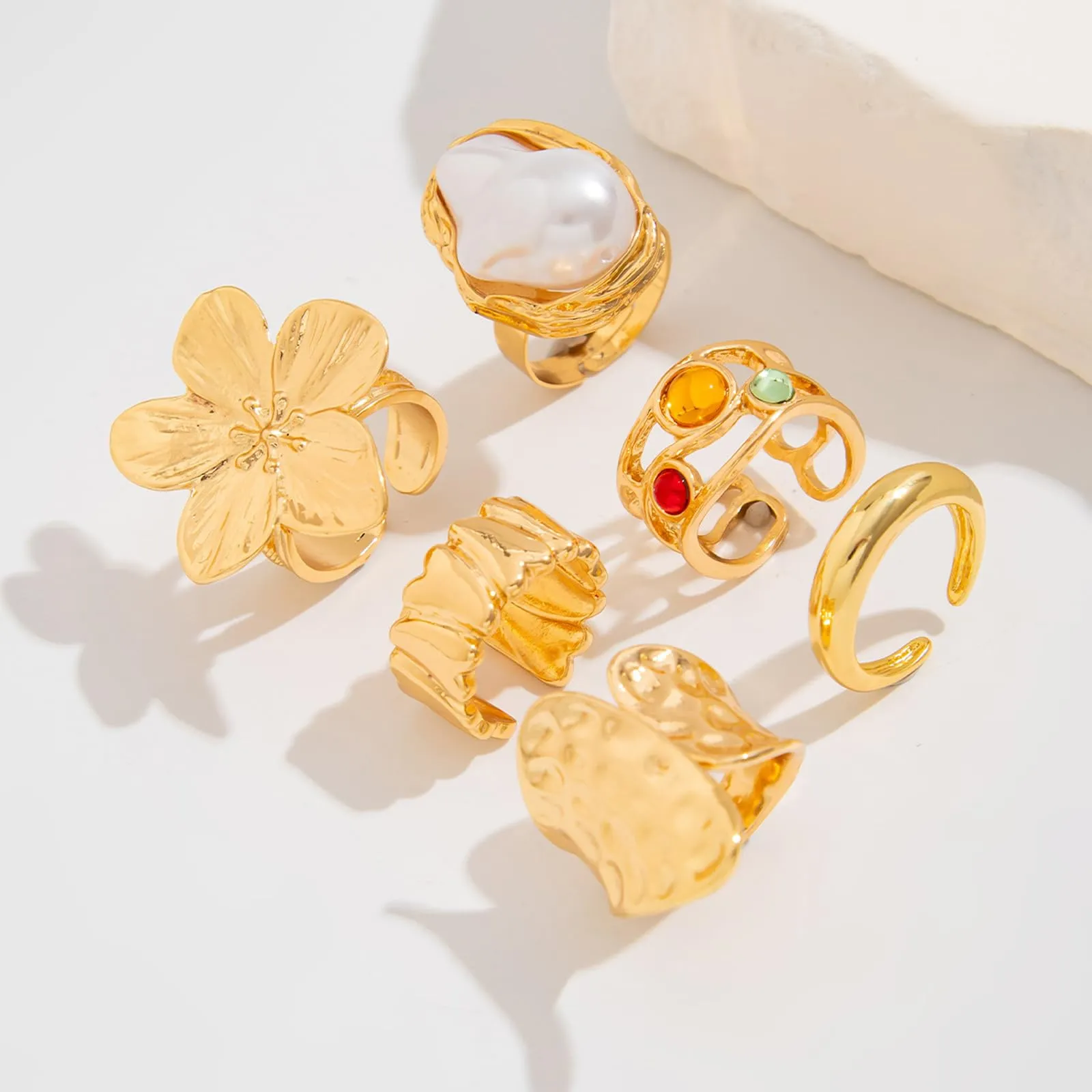 JSTHHTT Set 18 Anelli Donna Oro Regolabili e Impilabili - immagine 3