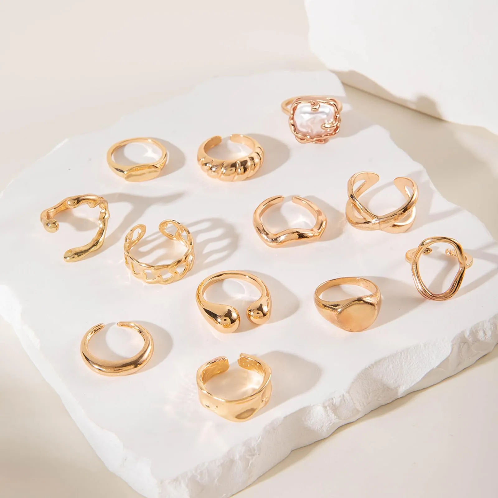 JSTHHTT Set 18 Anelli Donna Oro Regolabili e Impilabili - immagine 4