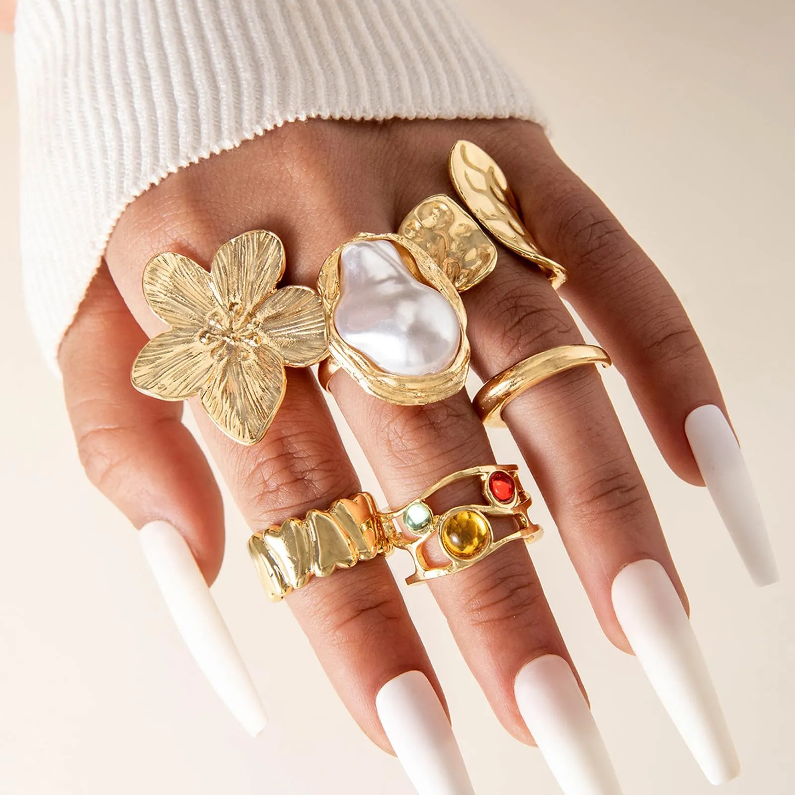 JSTHHTT Set 18 Anelli Donna Oro Regolabili e Impilabili - immagine 5