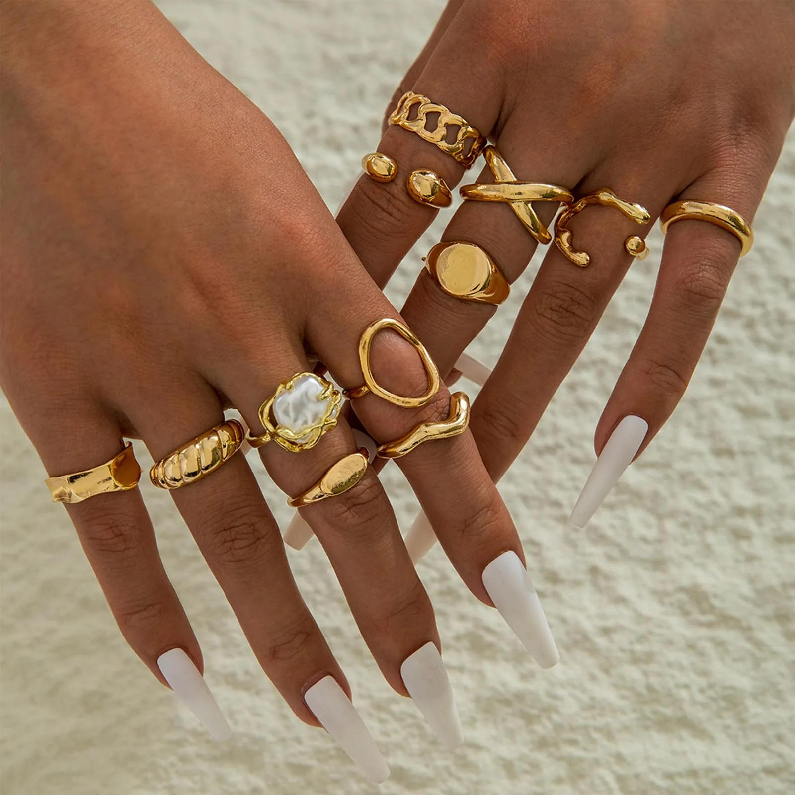 JSTHHTT Set 18 Anelli Donna Oro Regolabili e Impilabili - immagine 6