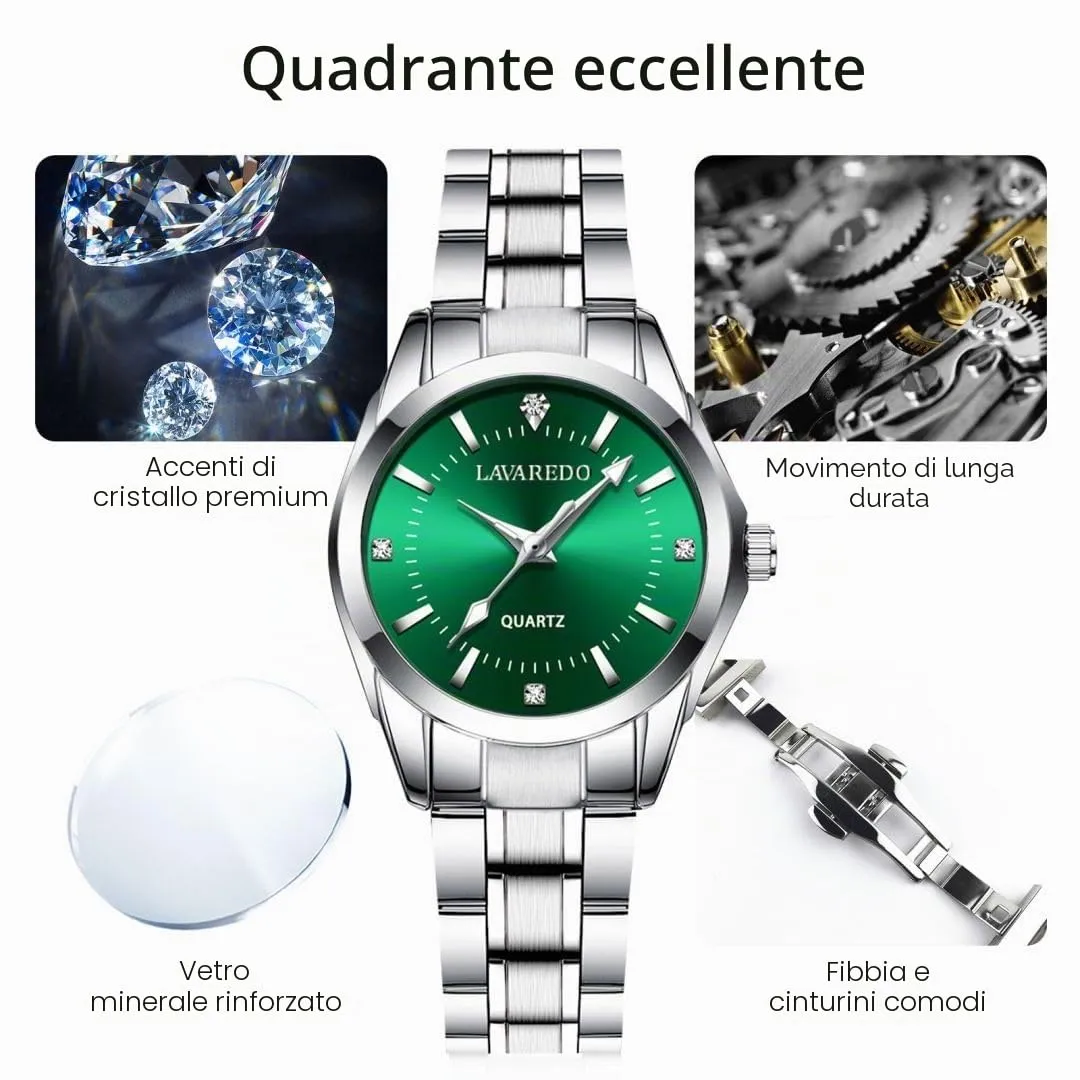 aswan watch Orologio al Quarzo Donna, Acciaio, Diamanti, Luminoso, 29,5 mm - immagine 5
