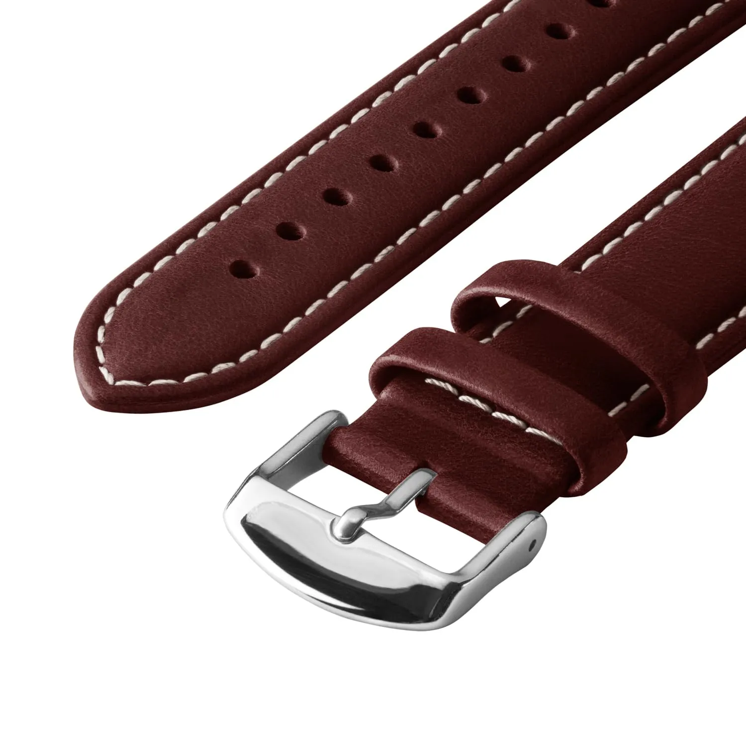 Archer Watch Straps Cinturini per Orologi a Sgancio Rapido in Pelle Pieno Fiore Mogano/Cucitura Bianco Naturale, 22mm - immagine 5