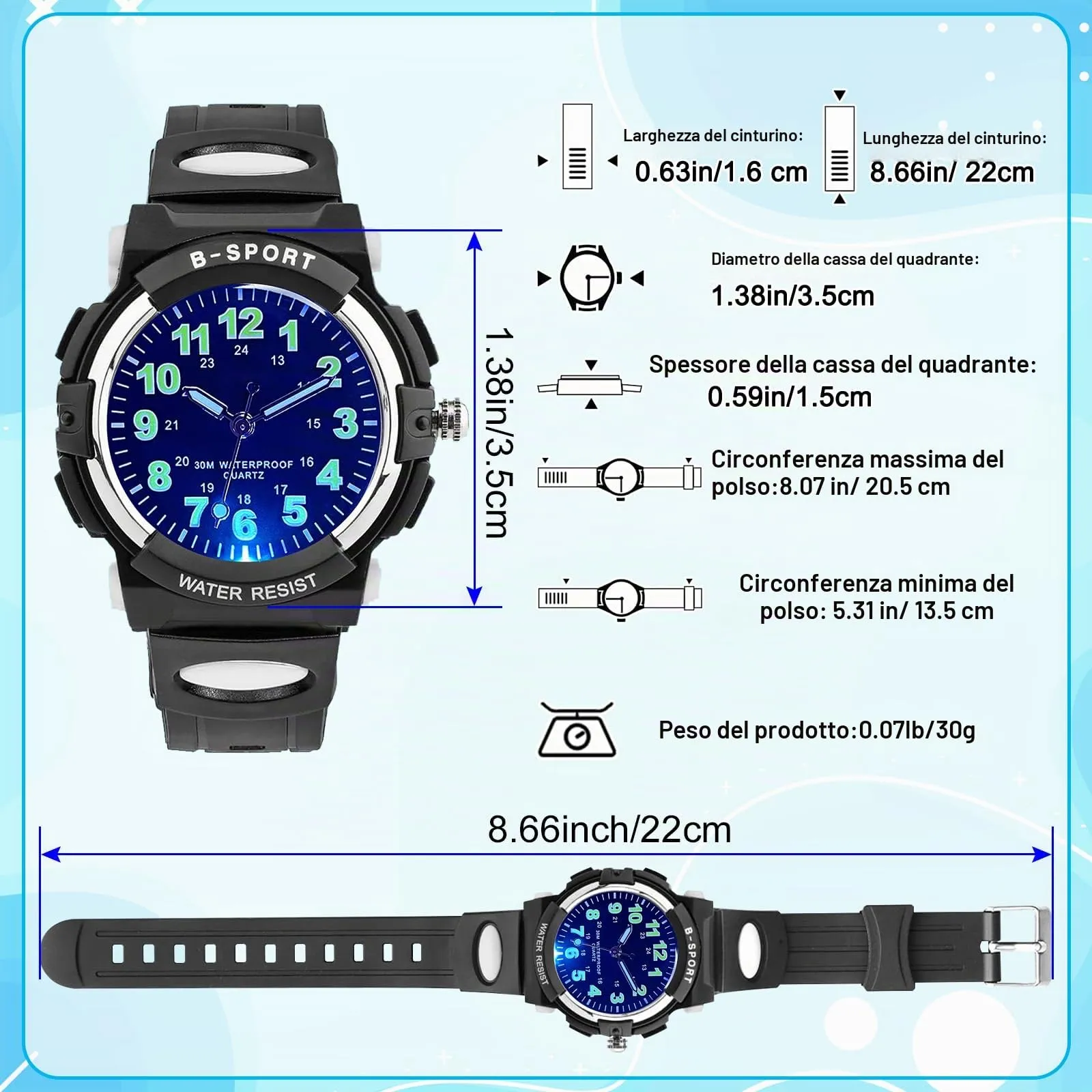 DTKID Orologio Bambini Analogico, Luci 7 Colori, Impermeabile 3 ATM - immagine 5