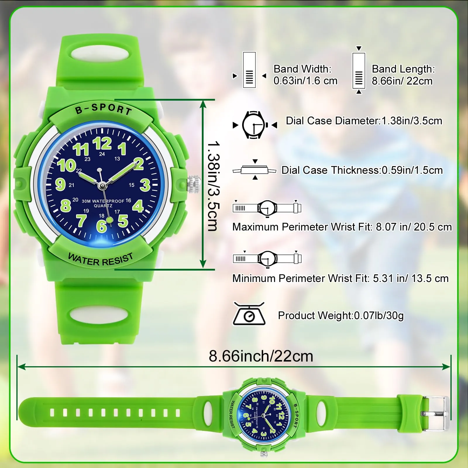 DTKID Orologio Analogico per Bambini, 7 Luci Colorate, Impermeabile 3 ATM, Cinturino Morbido - immagine 5