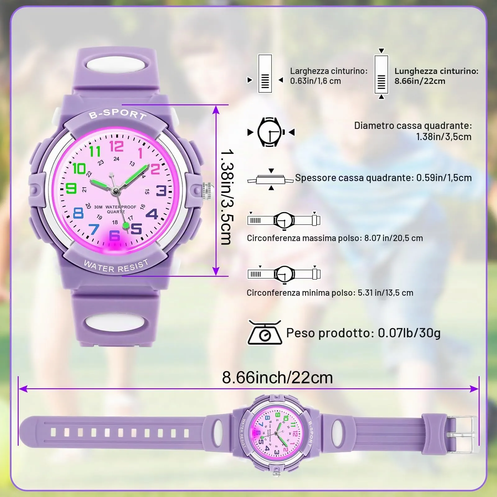 DTKID Orologio Bambini Analogico, Luci 7 Colori, Impermeabile 3 ATM - immagine 5