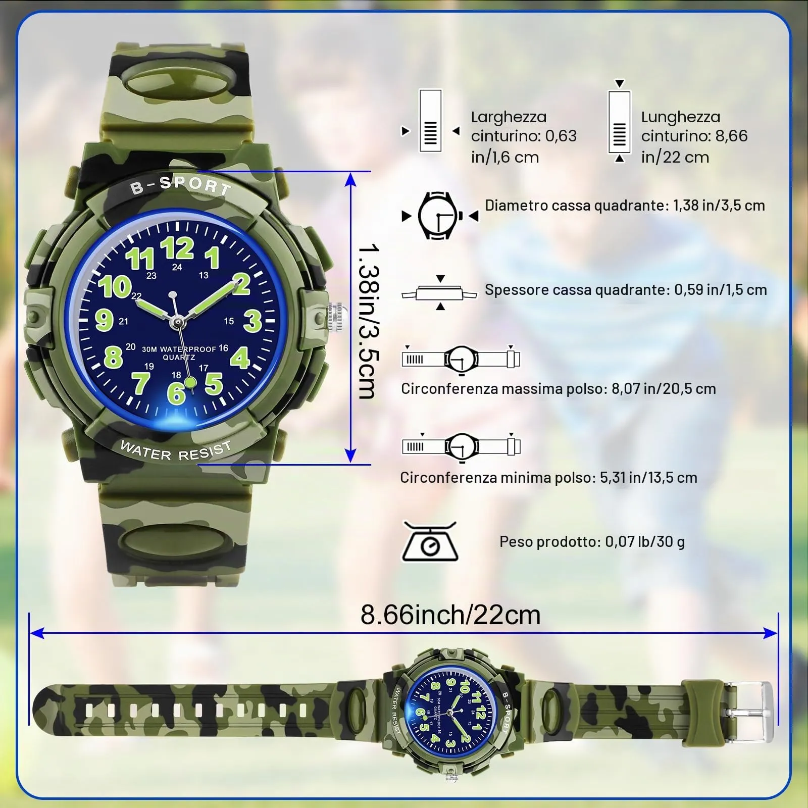 DTKID Orologio Bambini Analogico, Luci 7 Colori, Impermeabile 3 ATM - immagine 5