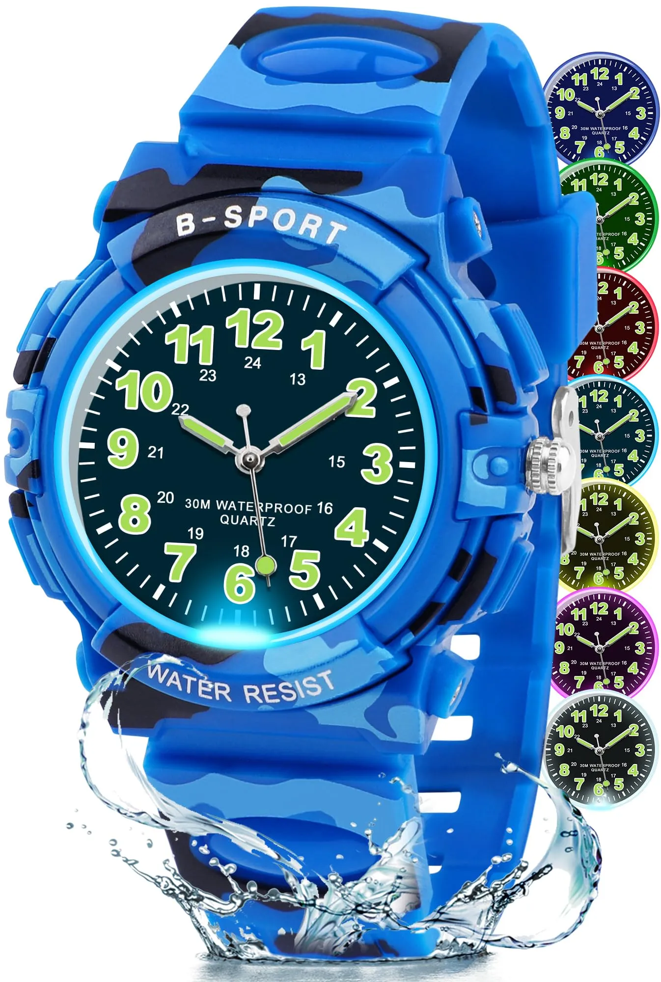DTKID Orologio Bambini Analogico, 7 Colori, Impermeabile 3 ATM - immagine 1