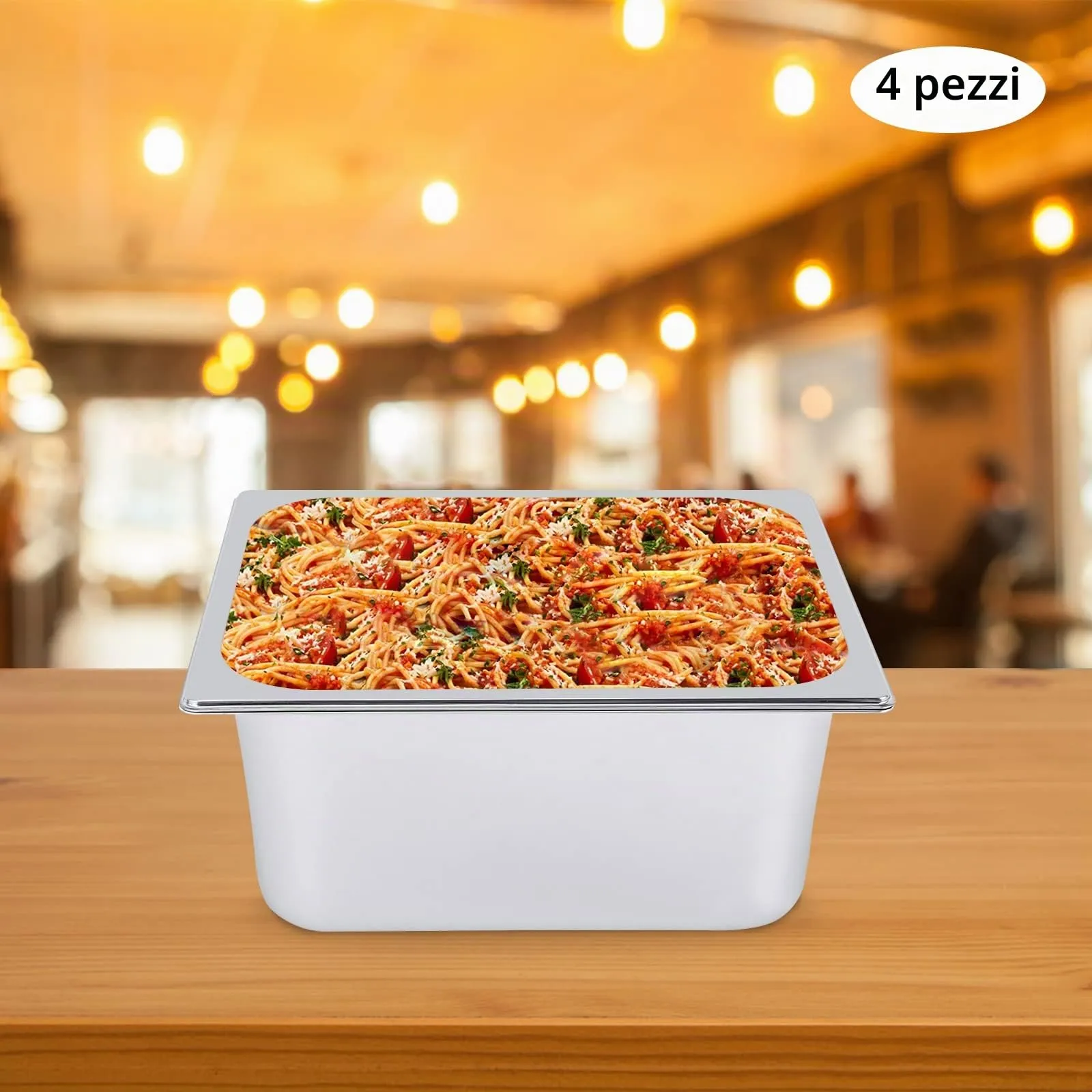 RjcdOPL Set di 4 vassoi GN 1/2 in acciaio inox, 7 L, 32,5 × 26,5 × 15 cm, con coperchio - immagine 2