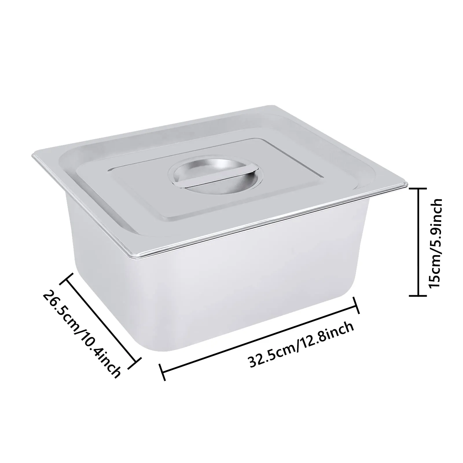 RjcdOPL Set di 4 vassoi GN 1/2 in acciaio inox, 7 L, 32,5 × 26,5 × 15 cm, con coperchio - immagine 5