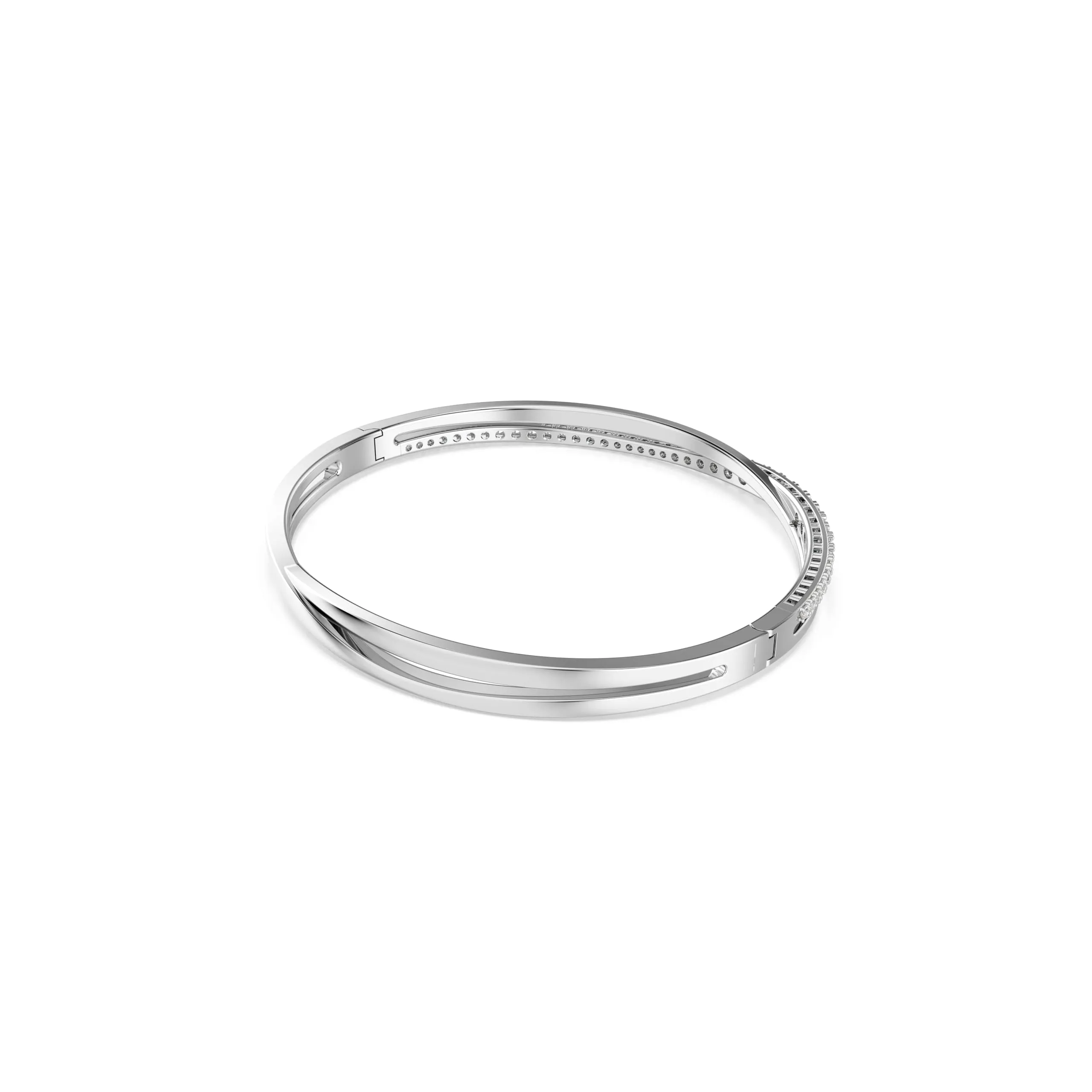 Swarovski Twist Bracciale Rigido, Bianco, Placcato Rodio - immagine 5