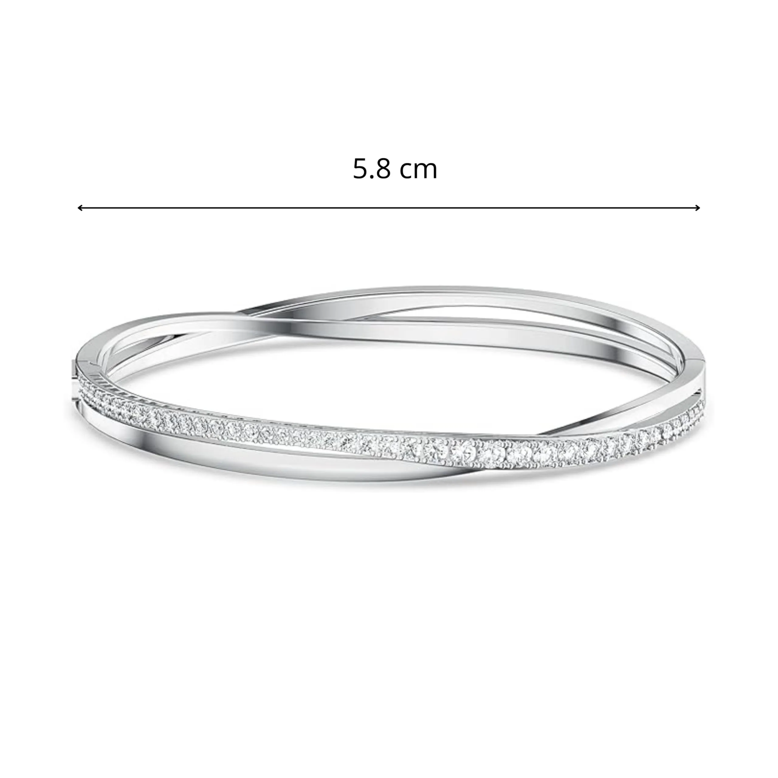 Swarovski Twist Bracciale Rigido, Bianco, Placcato Rodio - immagine 8