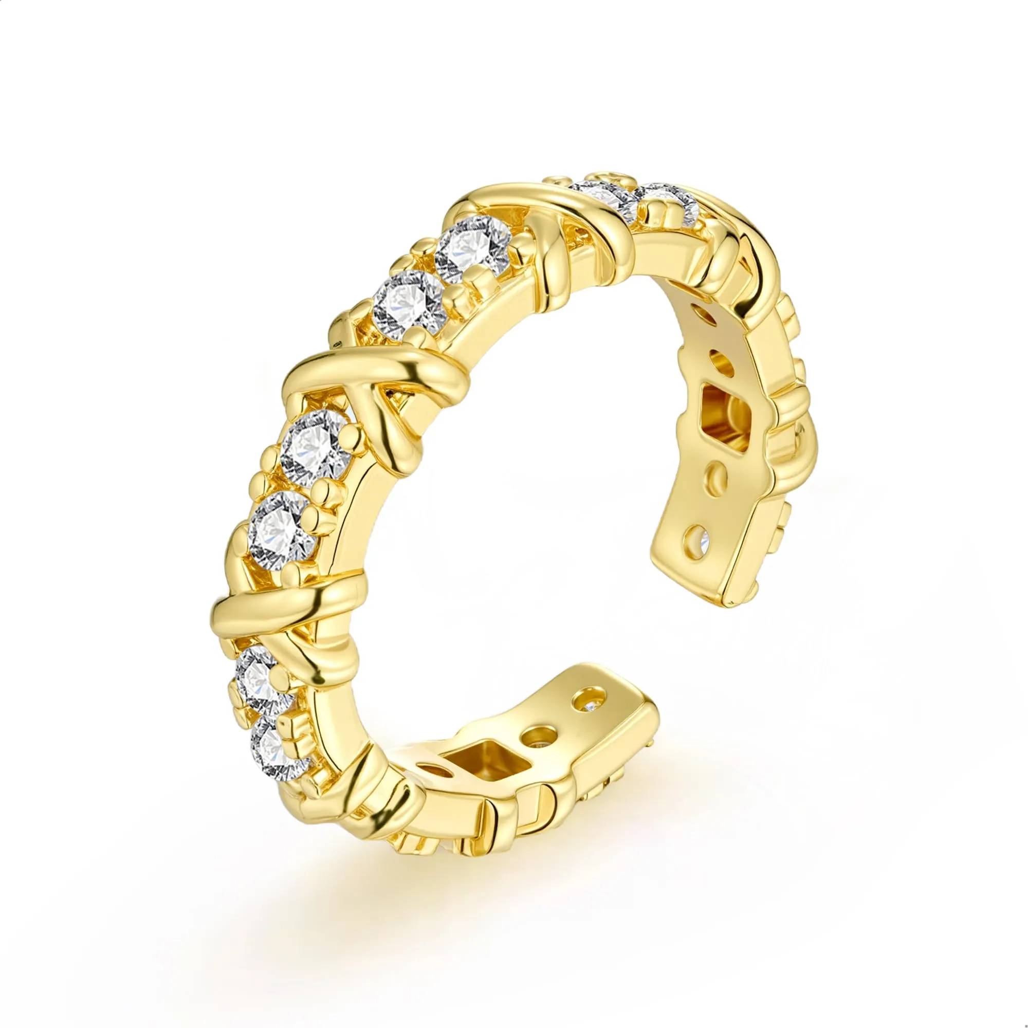 ALEXCRAFT Anello Oro 14K Placcato Regolabile con Zirconi R0291 - immagine 1