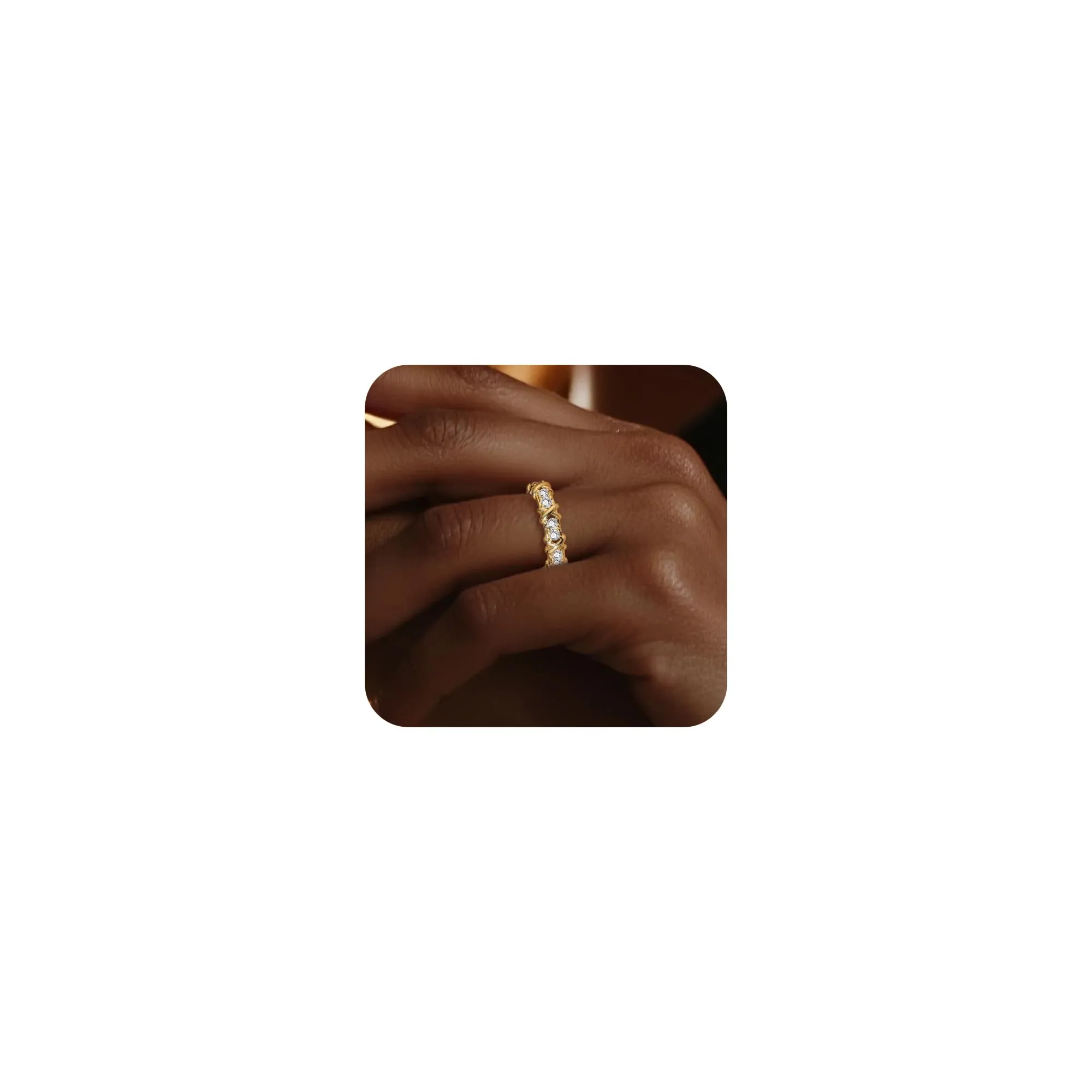 ALEXCRAFT Anello Oro 14K Placcato Regolabile con Zirconi R0291 - immagine 7