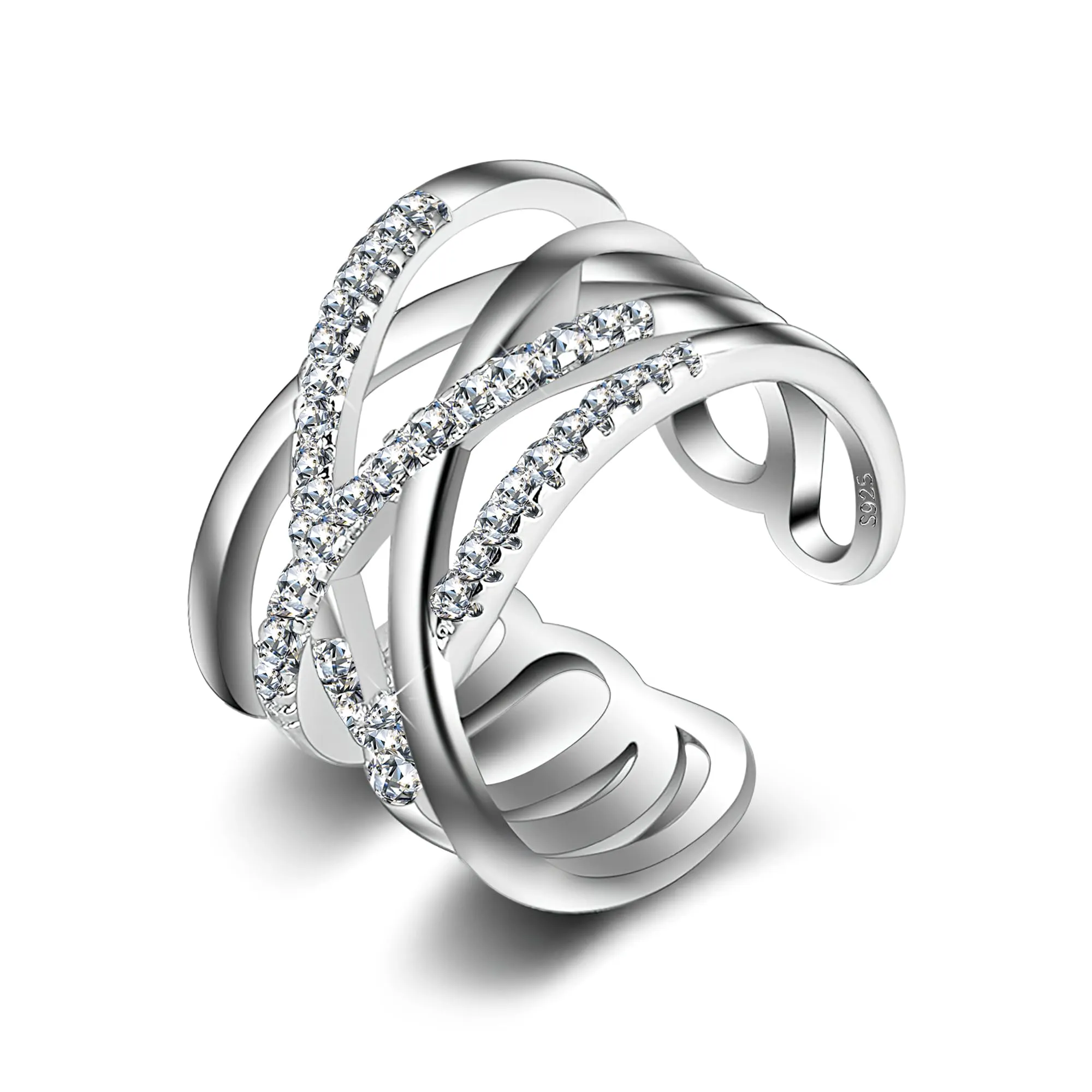 ALEXCRAFT Anello in Argento Sterling con Zirconi Regolabile Vintage a Spirale KPDE920S - immagine 1