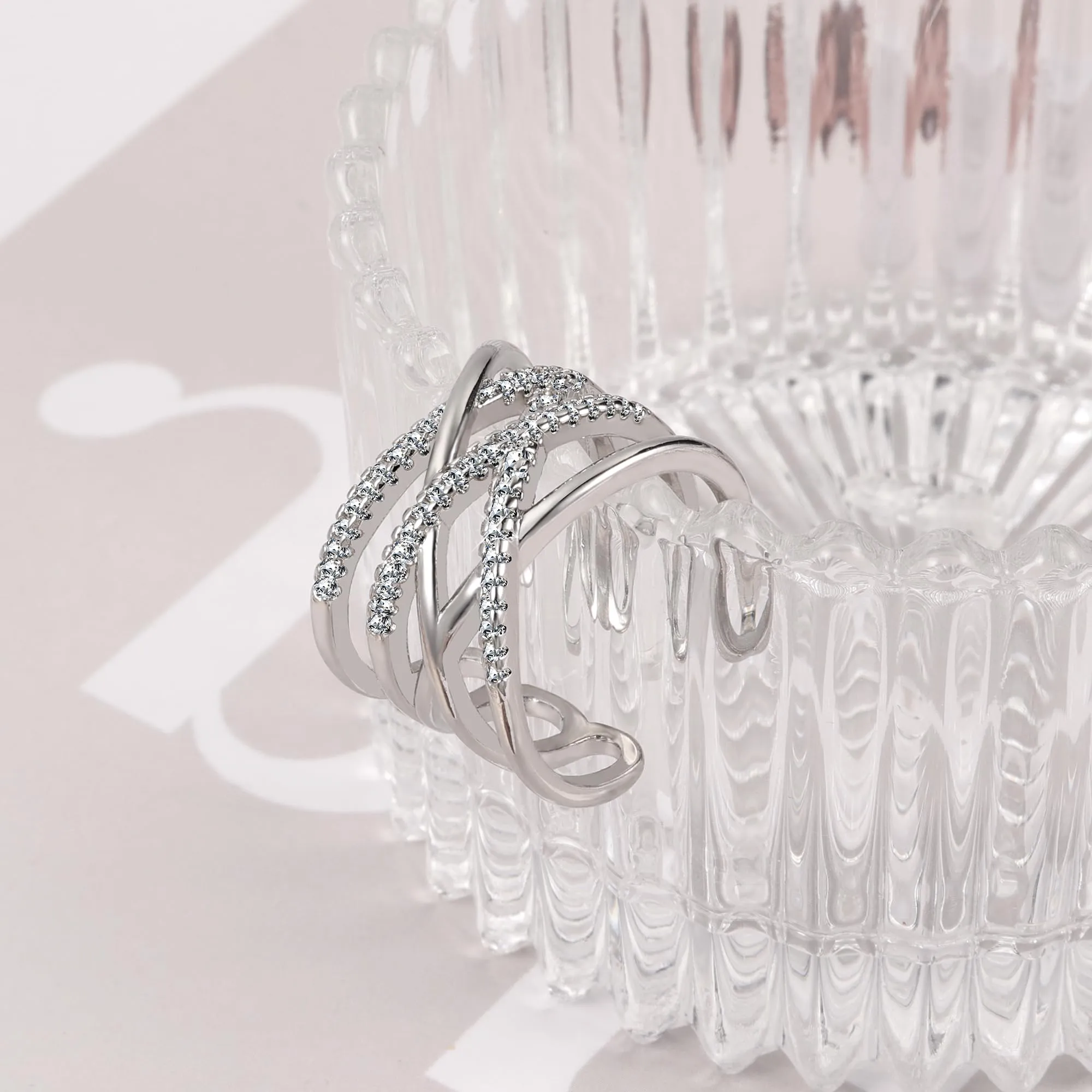 ALEXCRAFT Anello in Argento Sterling con Zirconi Regolabile Vintage a Spirale KPDE920S - immagine 4