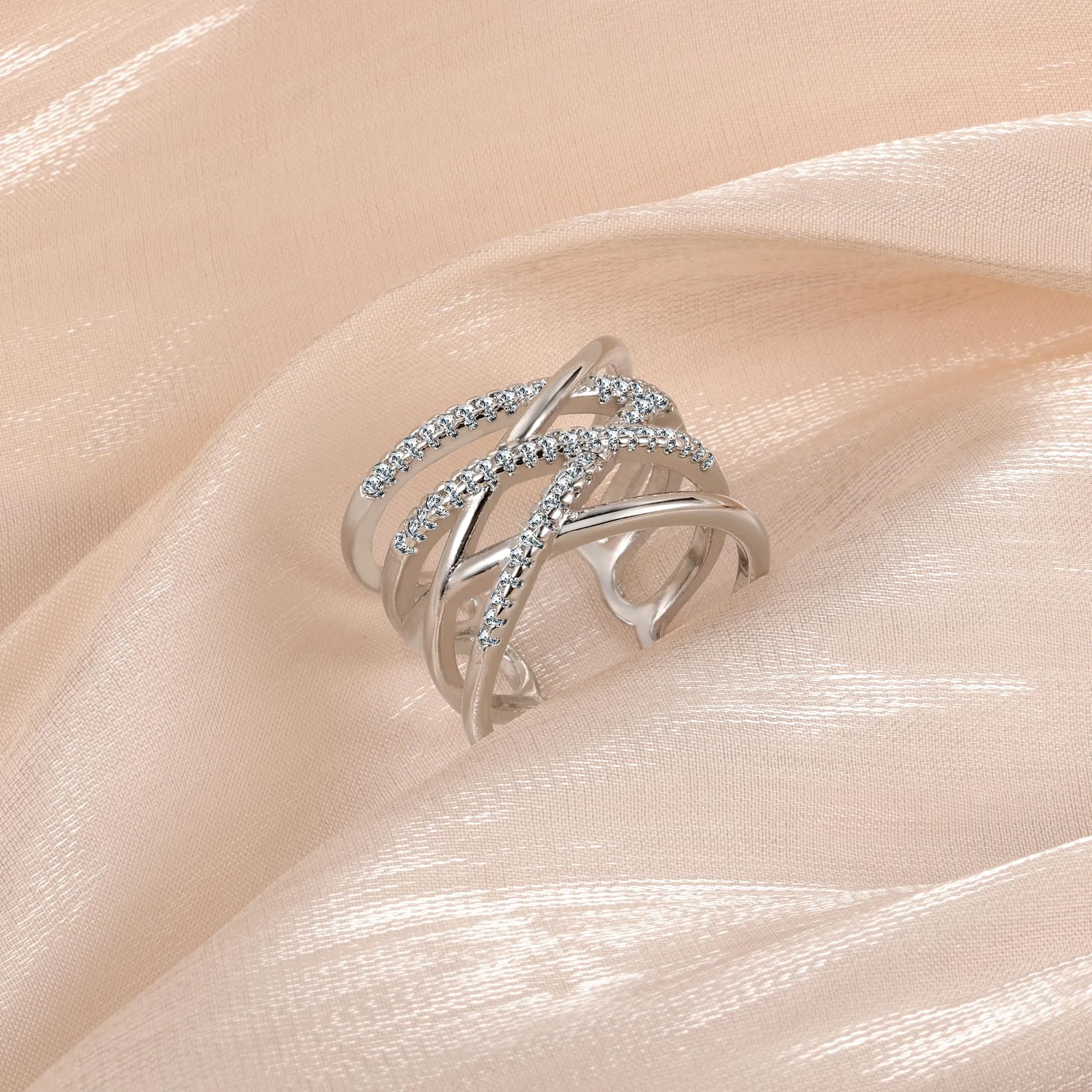 ALEXCRAFT Anello in Argento Sterling con Zirconi Regolabile Vintage a Spirale KPDE920S - immagine 5