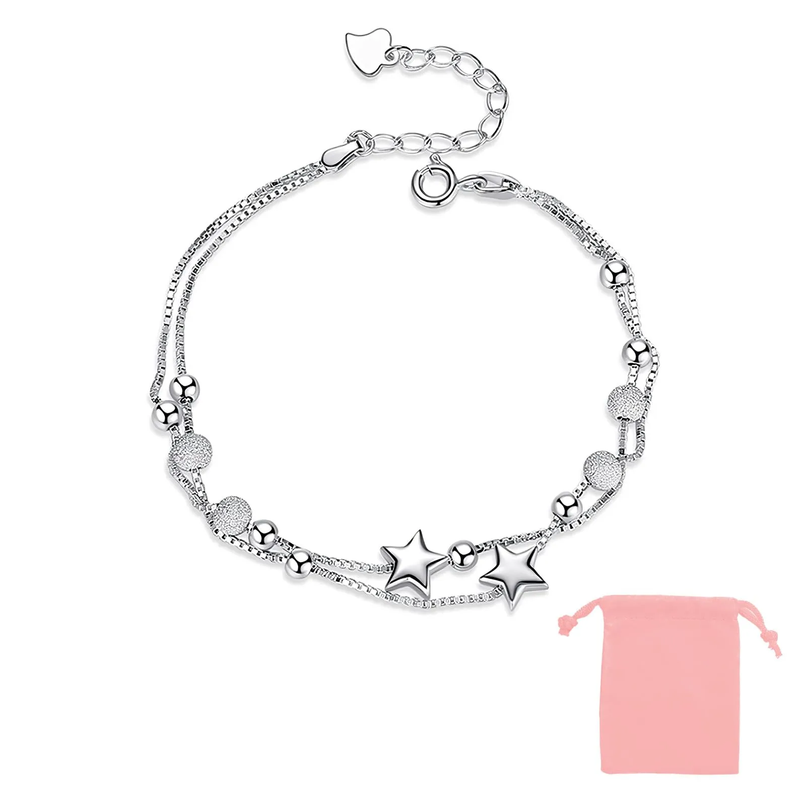 DHWEKU Bracciale Donna Argento 925 Catena Stella, Regolabile - immagine 1