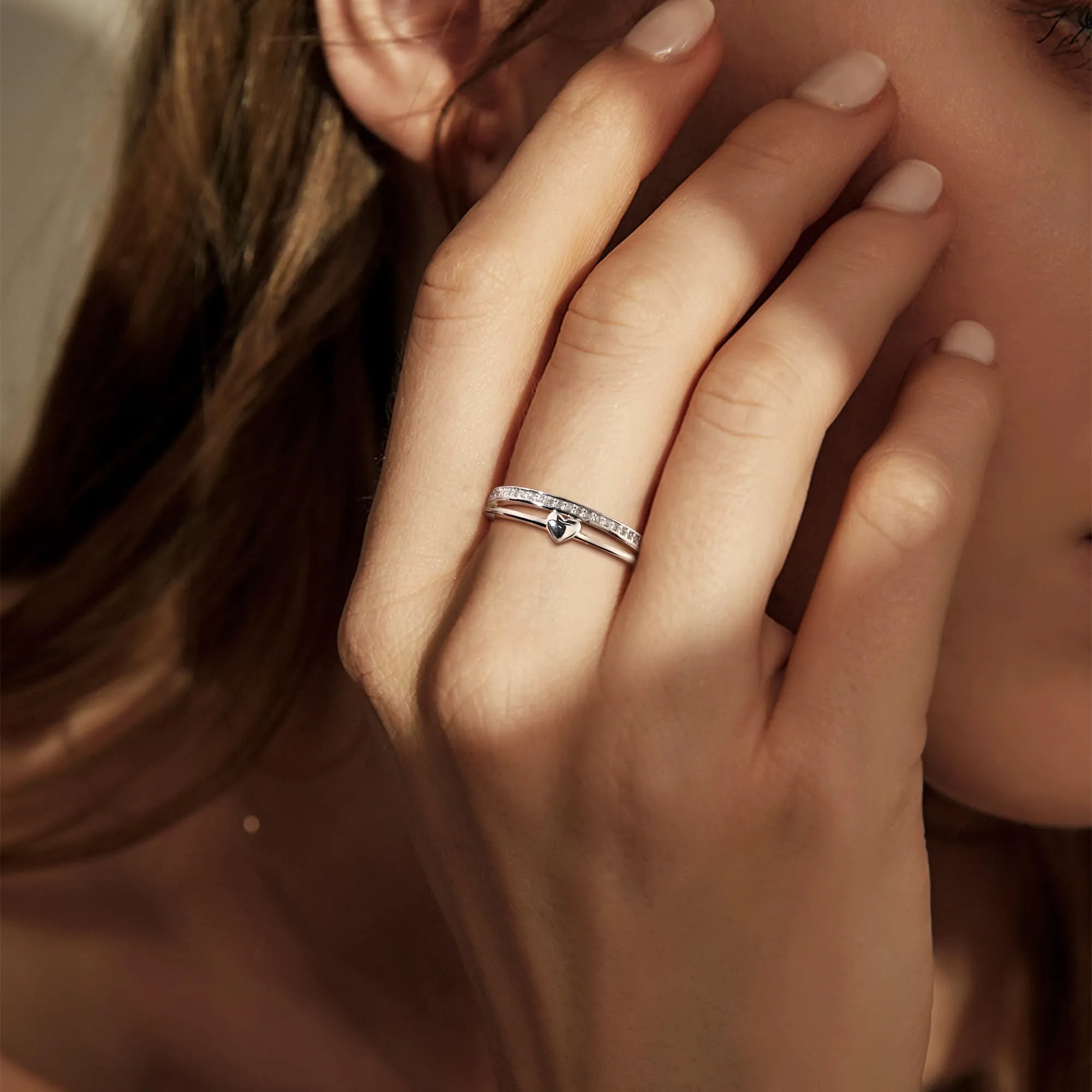ALEXCRAFT Anello Cuore in Argento con Zirconi Regolabile Vintage - immagine 2