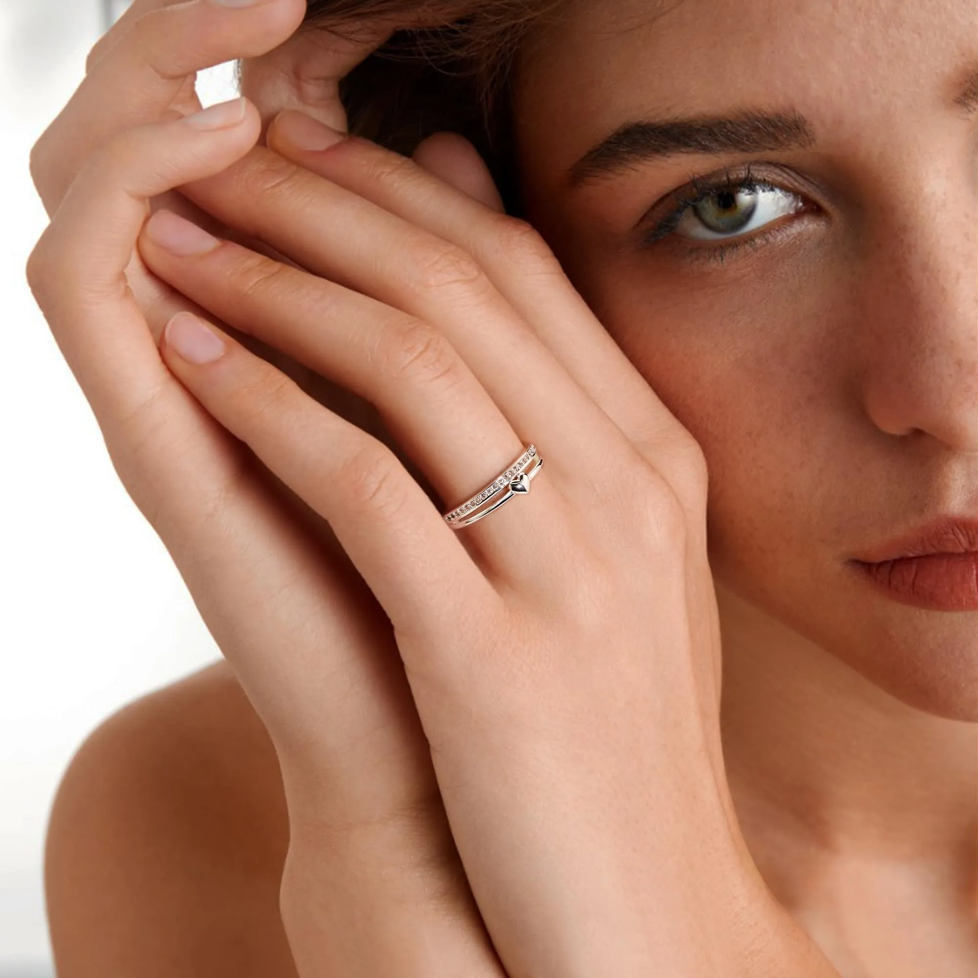 ALEXCRAFT Anello Cuore in Argento con Zirconi Regolabile Vintage - immagine 3
