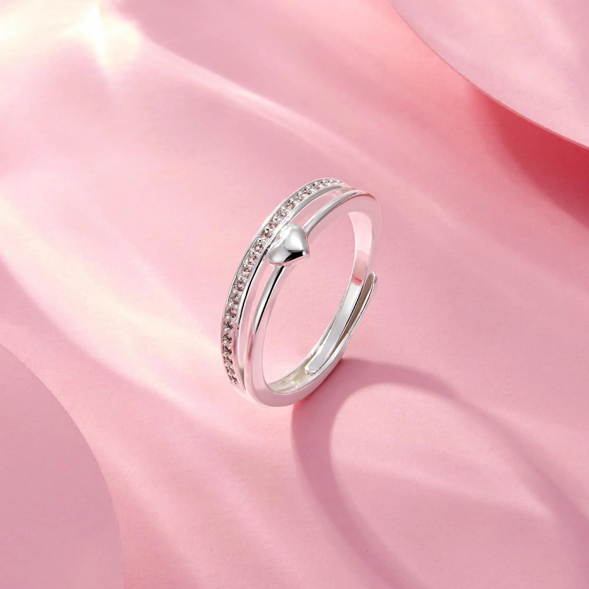 ALEXCRAFT Anello Cuore in Argento con Zirconi Regolabile Vintage - immagine 4