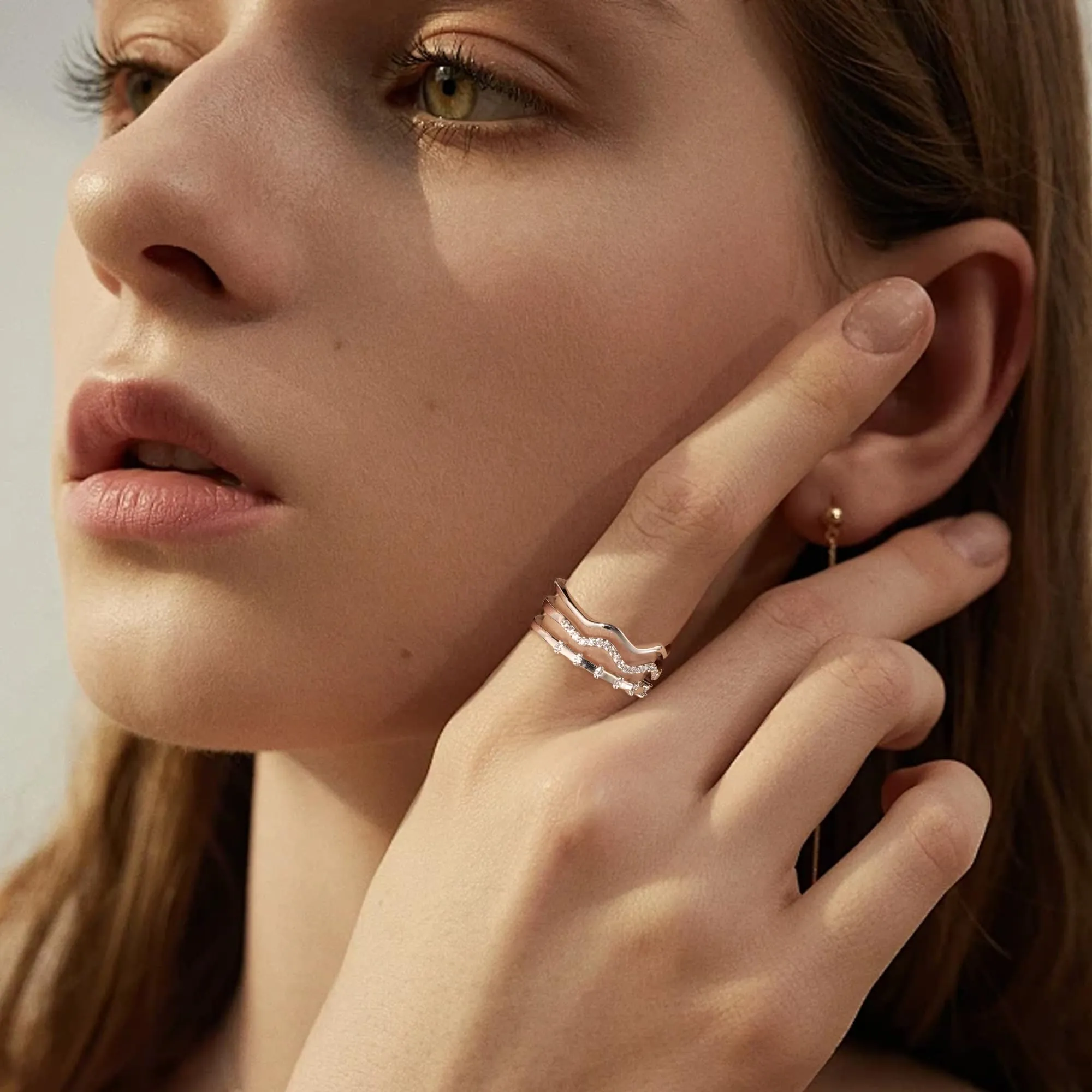 ALEXCRAFT Anello in Argento Aperto con Zirconi Regolabile a Onda per Donna - immagine 3