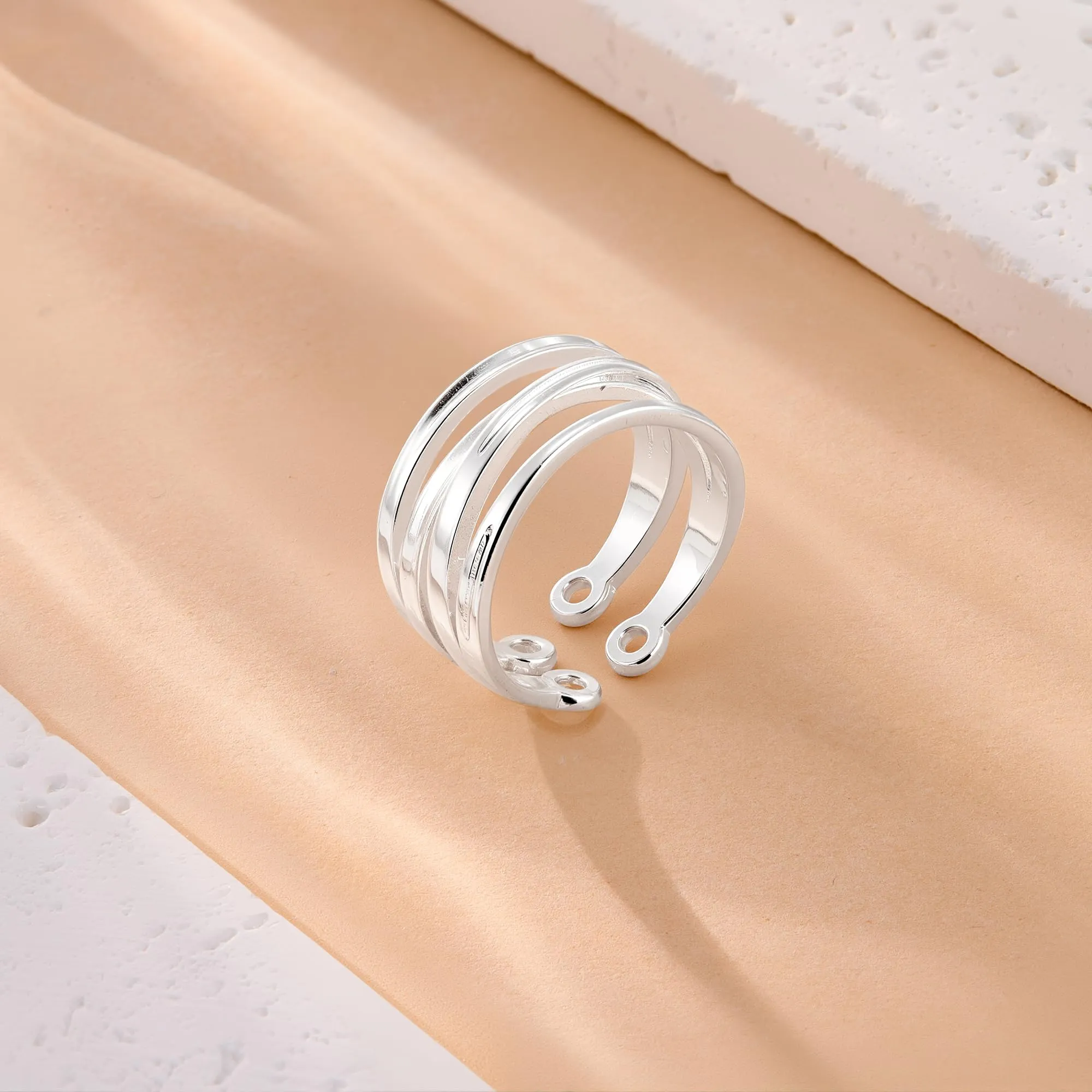 ALEXCRAFT Anello in Argento con Zirconi Regolabile per Donna R0296 - immagine 6