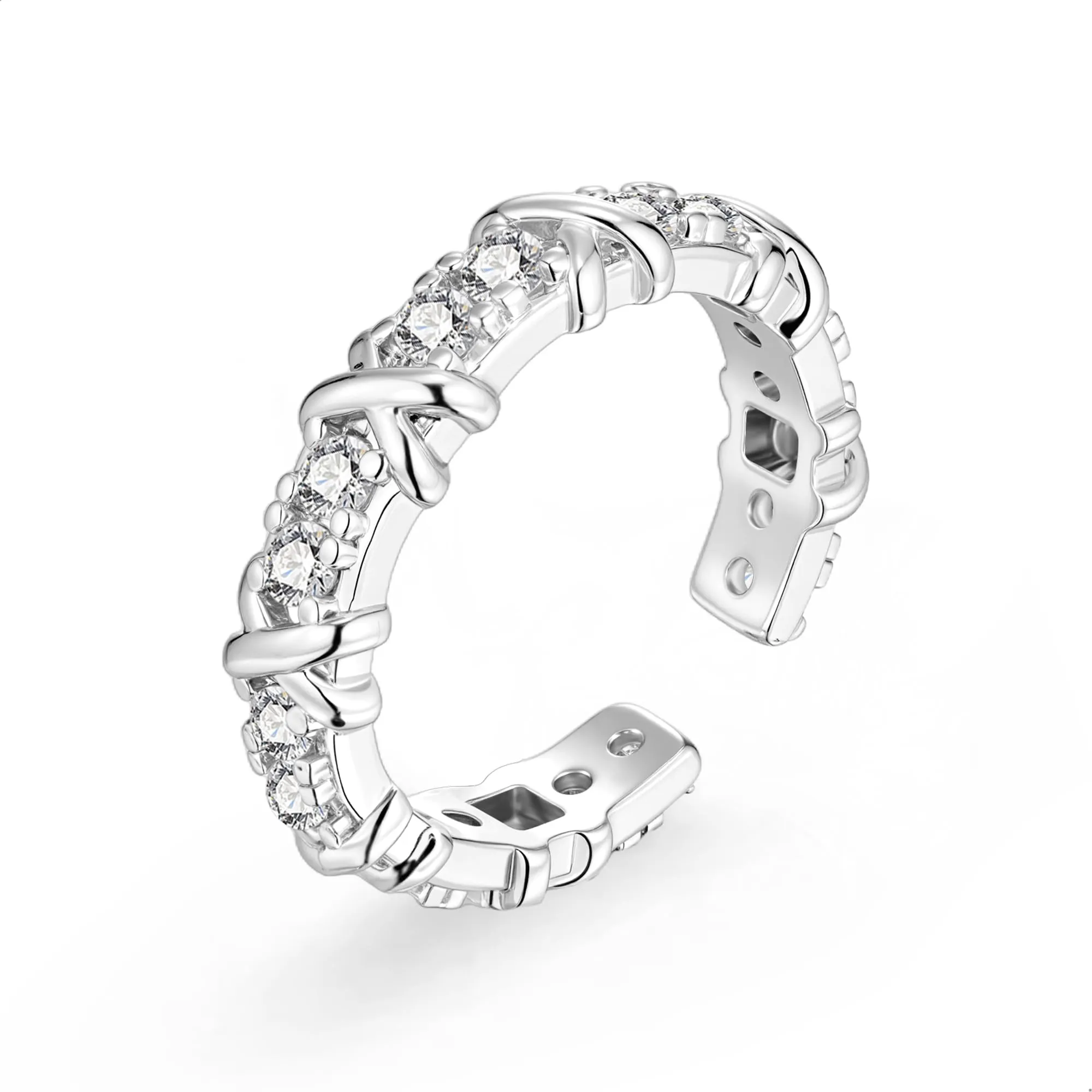 ALEXCRAFT Anello in Argento Regolabile con Zirconi R0292 - immagine 1