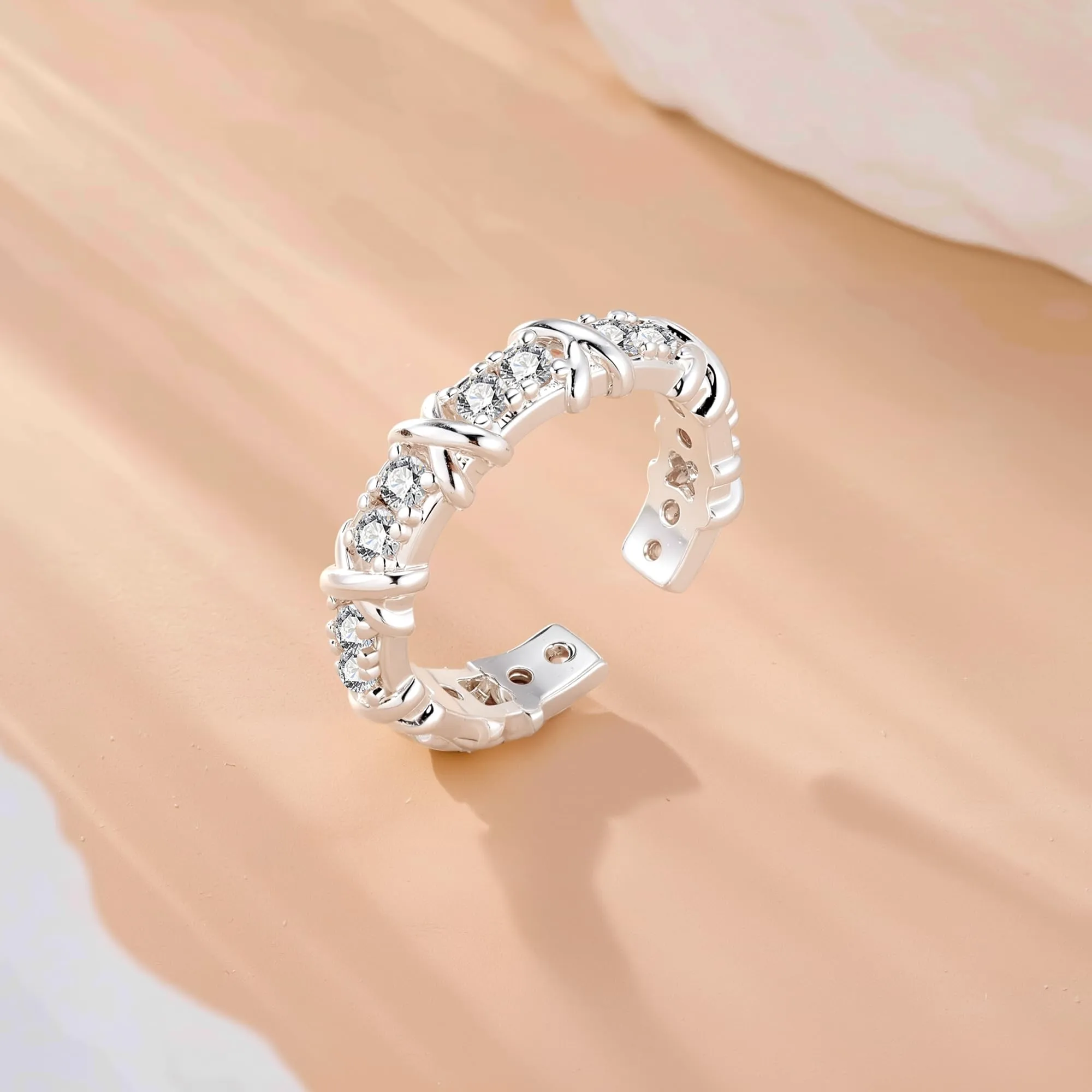 ALEXCRAFT Anello in Argento Regolabile con Zirconi R0292 - immagine 4