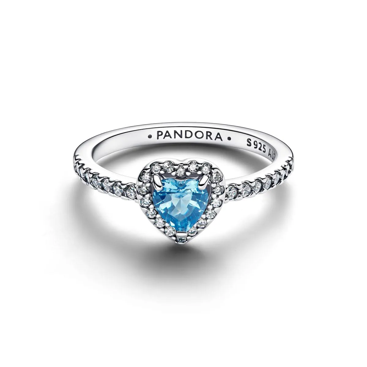 Pandora Anello in Argento Sterling con Cuore in Rilievo e Zirconia Cubica, Azzurro 198421C10, Misura 52 - immagine 2