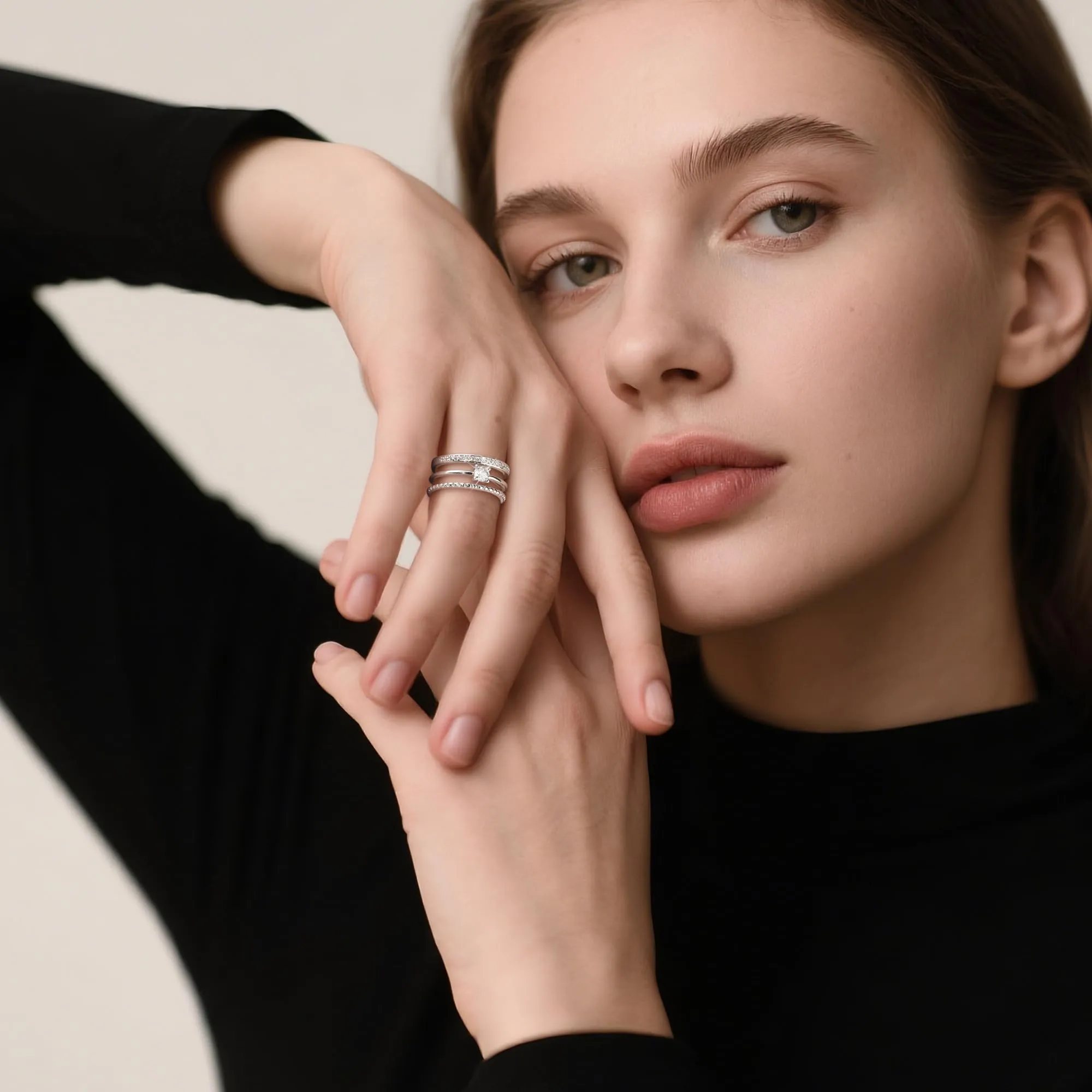 ALEXCRAFT Anello Aperto in Argento con Zirconi Regolabile per Donna - immagine 2