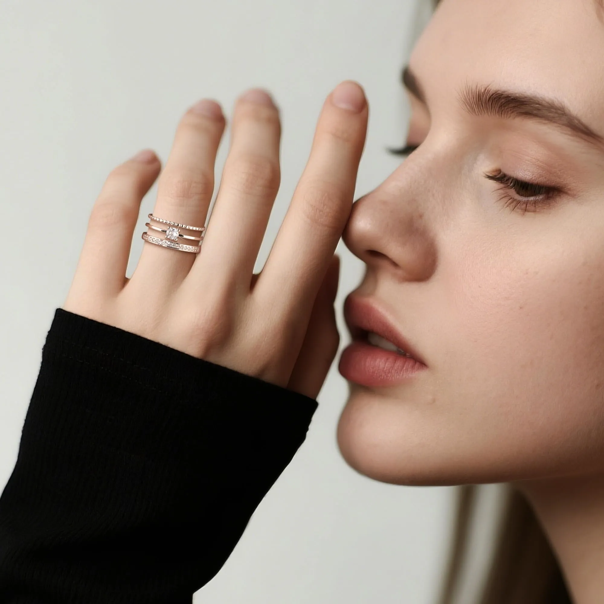 ALEXCRAFT Anello Aperto in Argento con Zirconi Regolabile per Donna - immagine 3