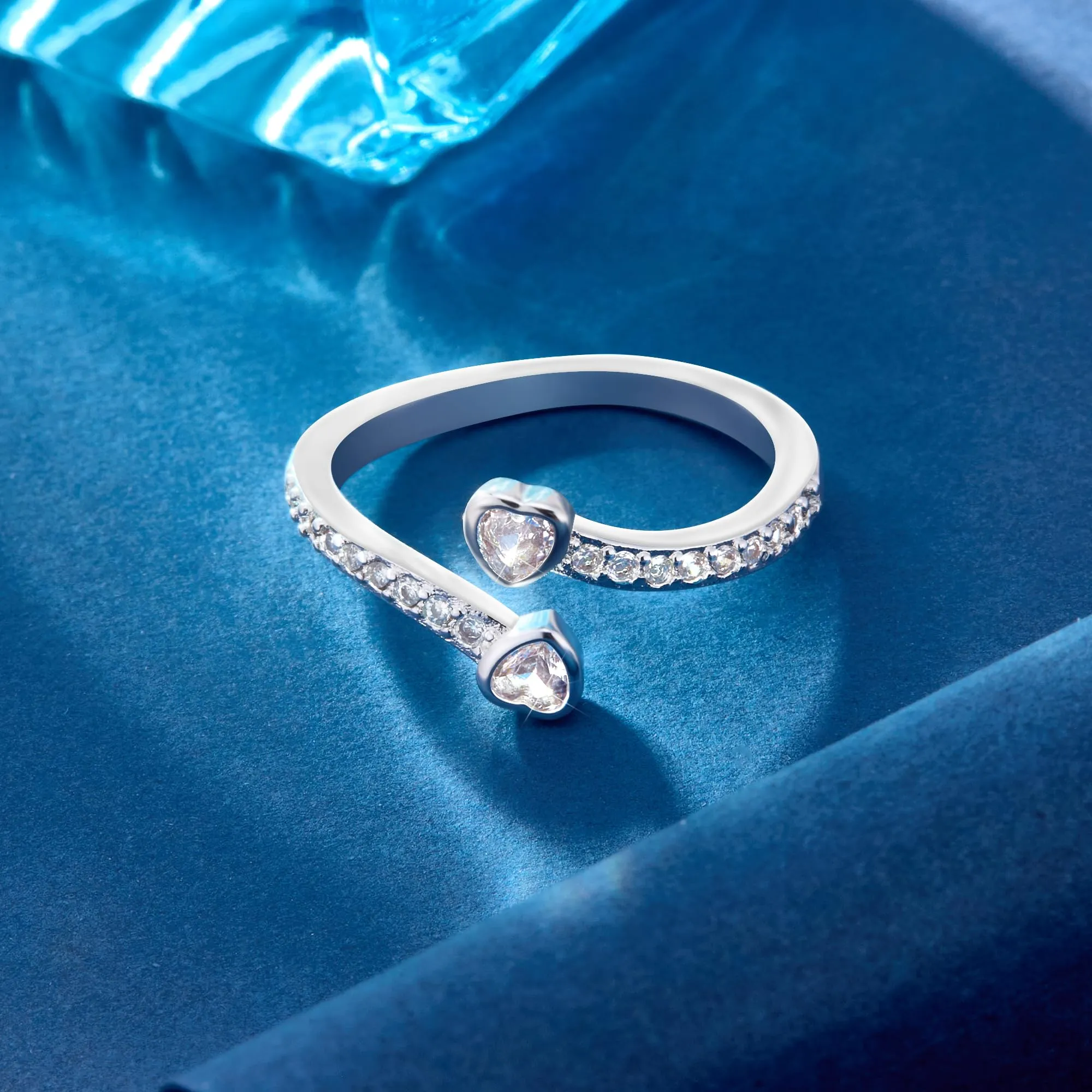 ALEXCRAFT Anello Cuore in Argento con Zirconi Cristallo Regolabile per Donna - immagine 4