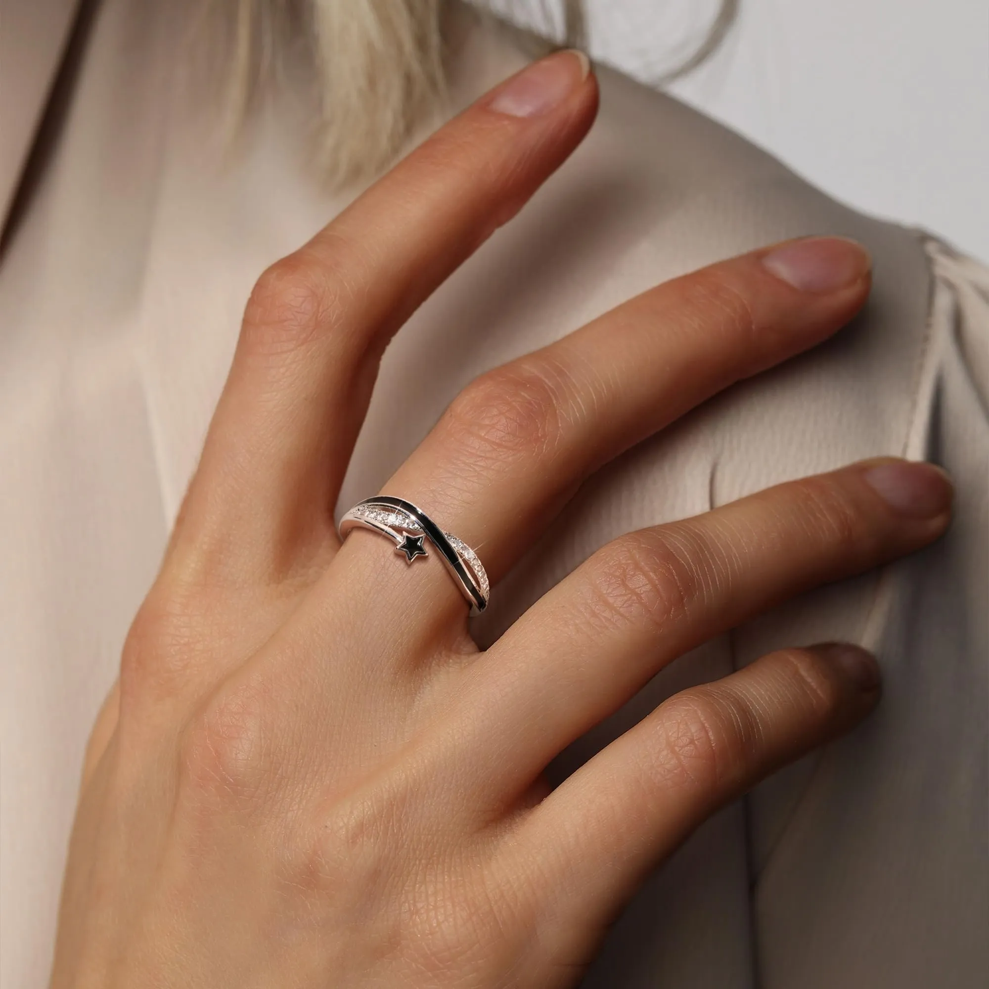 ALEXCRAFT Anello in Argento con Zirconi Regolabile Vintage Impilabile per Donna - immagine 2