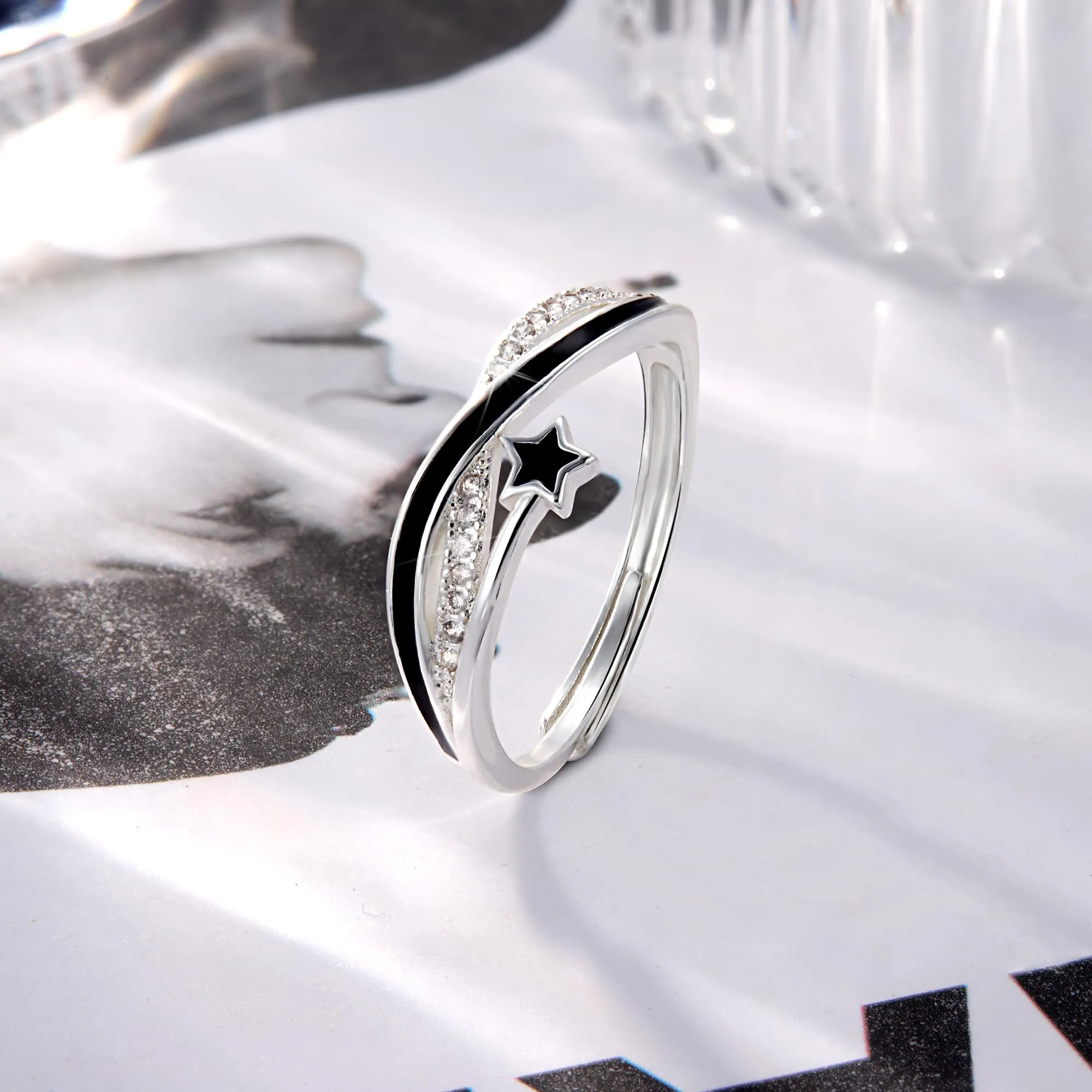 ALEXCRAFT Anello in Argento con Zirconi Regolabile Vintage Impilabile per Donna - immagine 4