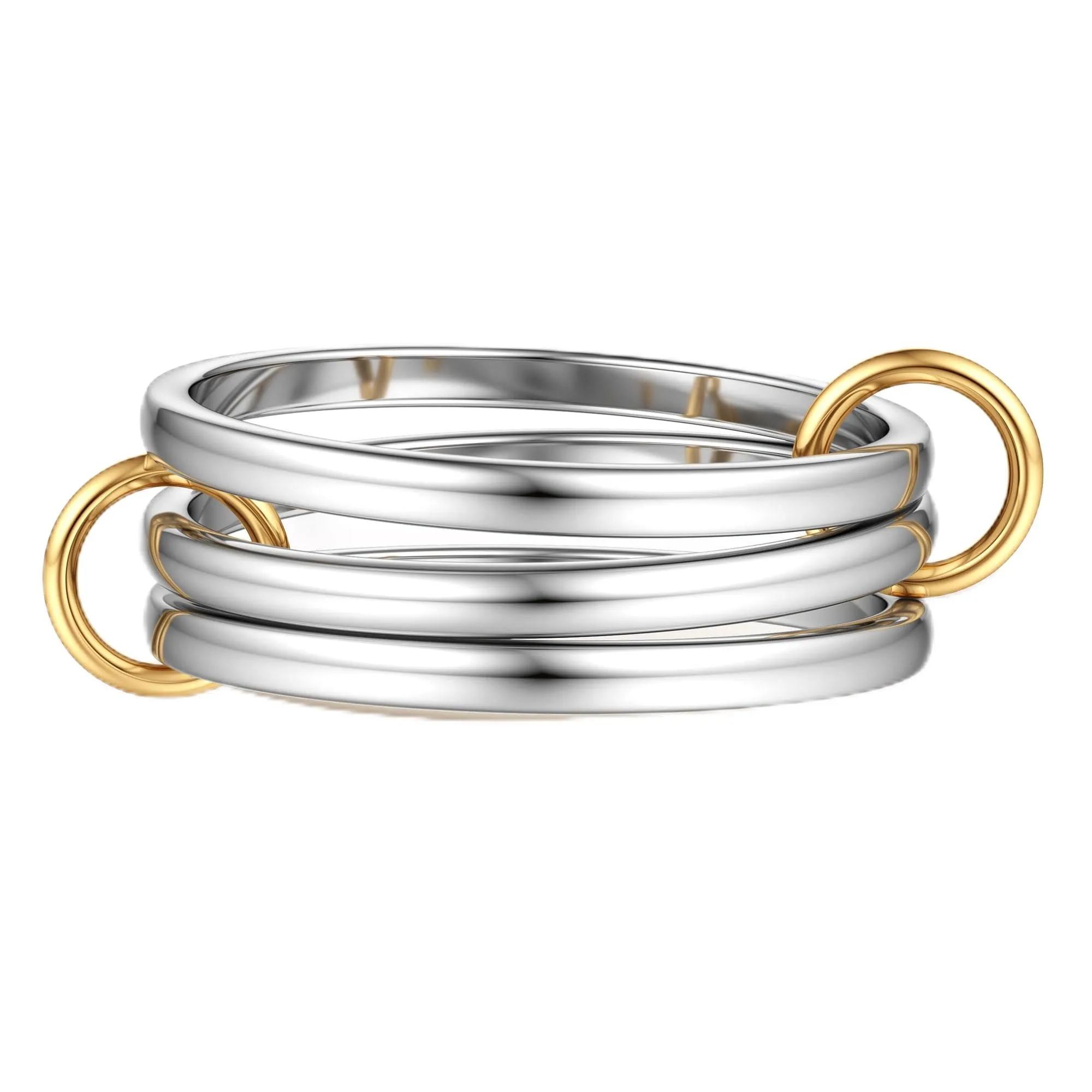 KRFY Set Anelli Donna 14K Placcato Oro e Argento con Zirconia Cubica, Impermeabile, 3 Pezzi - immagine 1