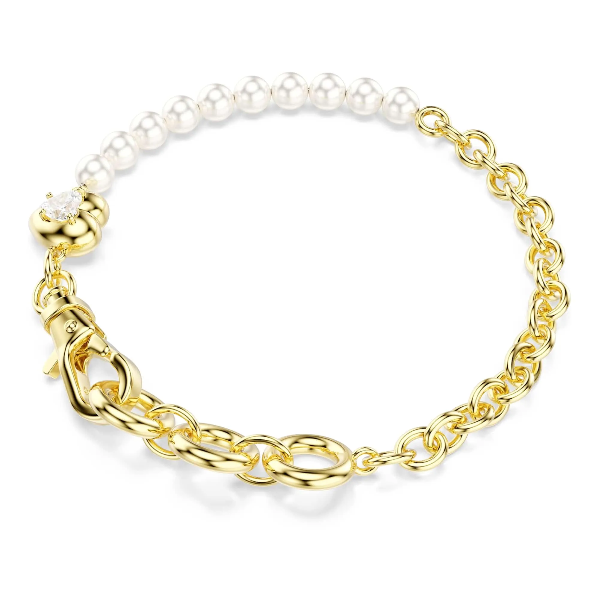 Swarovski Idyllia Braccialetto Crystal Pearl, Bianco, Placcato color oro - immagine 2