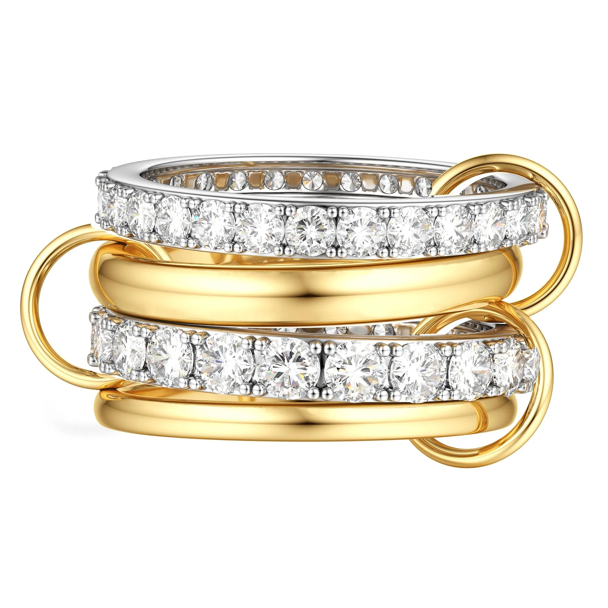 KRFY Set Anelli Donna 14K Placcato Oro e Argento con Zirconia Cubica, Stacking Fidget Ring, 4 Pezzi - immagine 1
