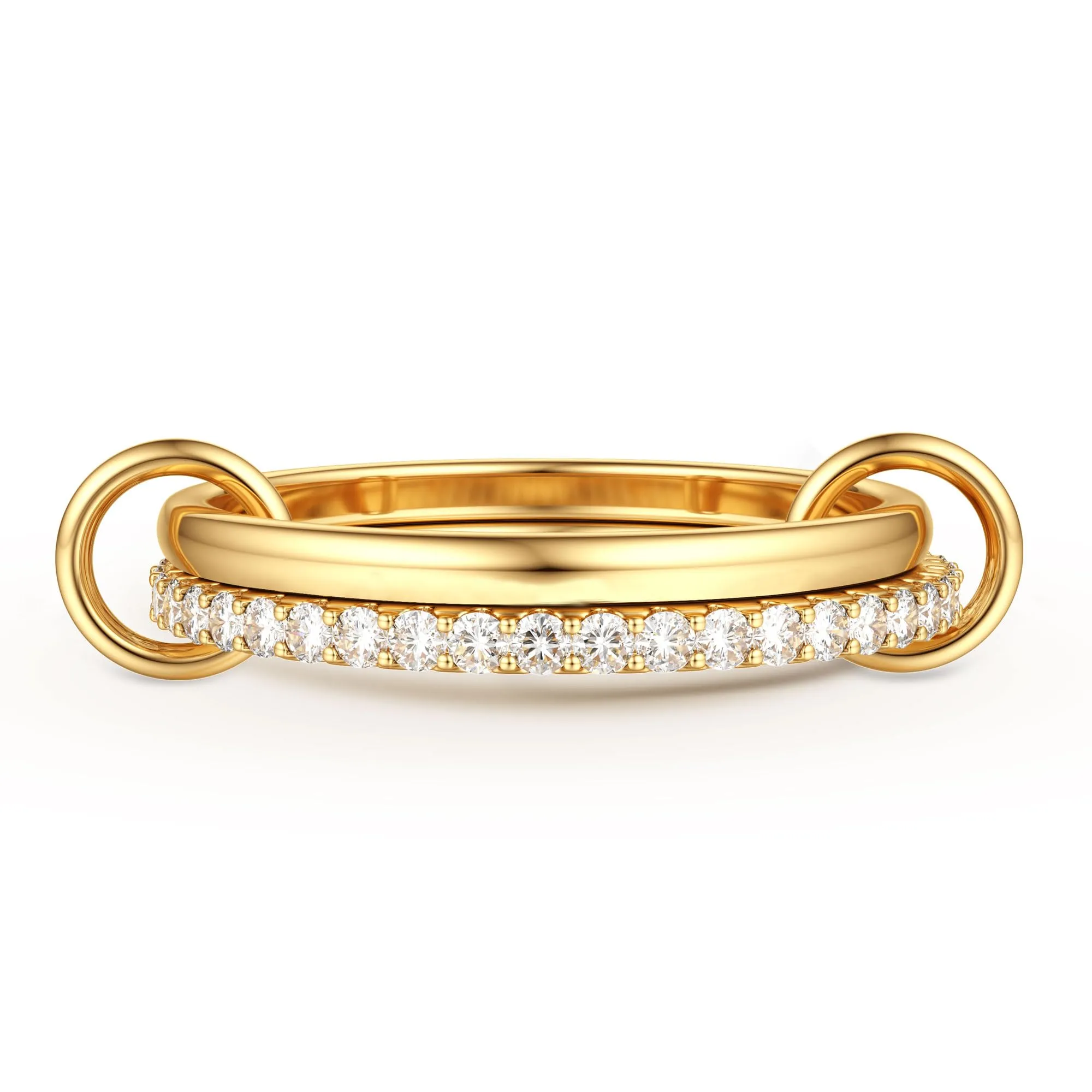 KRFY Set Anelli Donna 14K Placcato Oro e Zirconia Cubica Impermeabile 2P6 - immagine 1