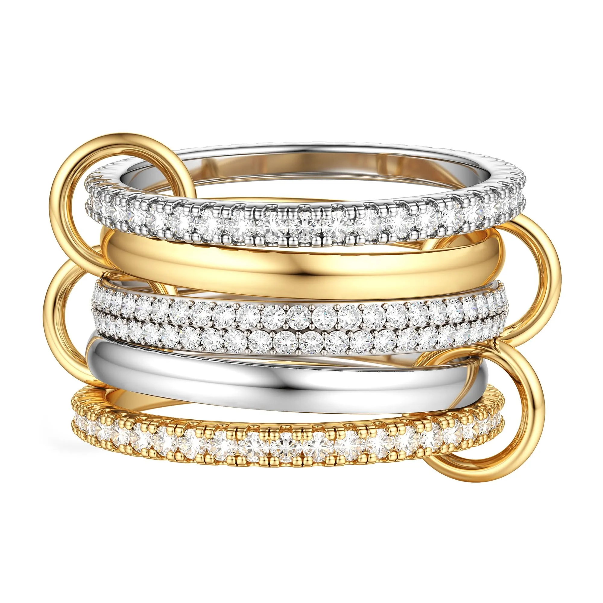 KRFY Set Anelli Donna 14K Placcato Oro e Argento con Zirconia Cubica, Impermeabili, 5 Pezzi (5P9) - immagine 1