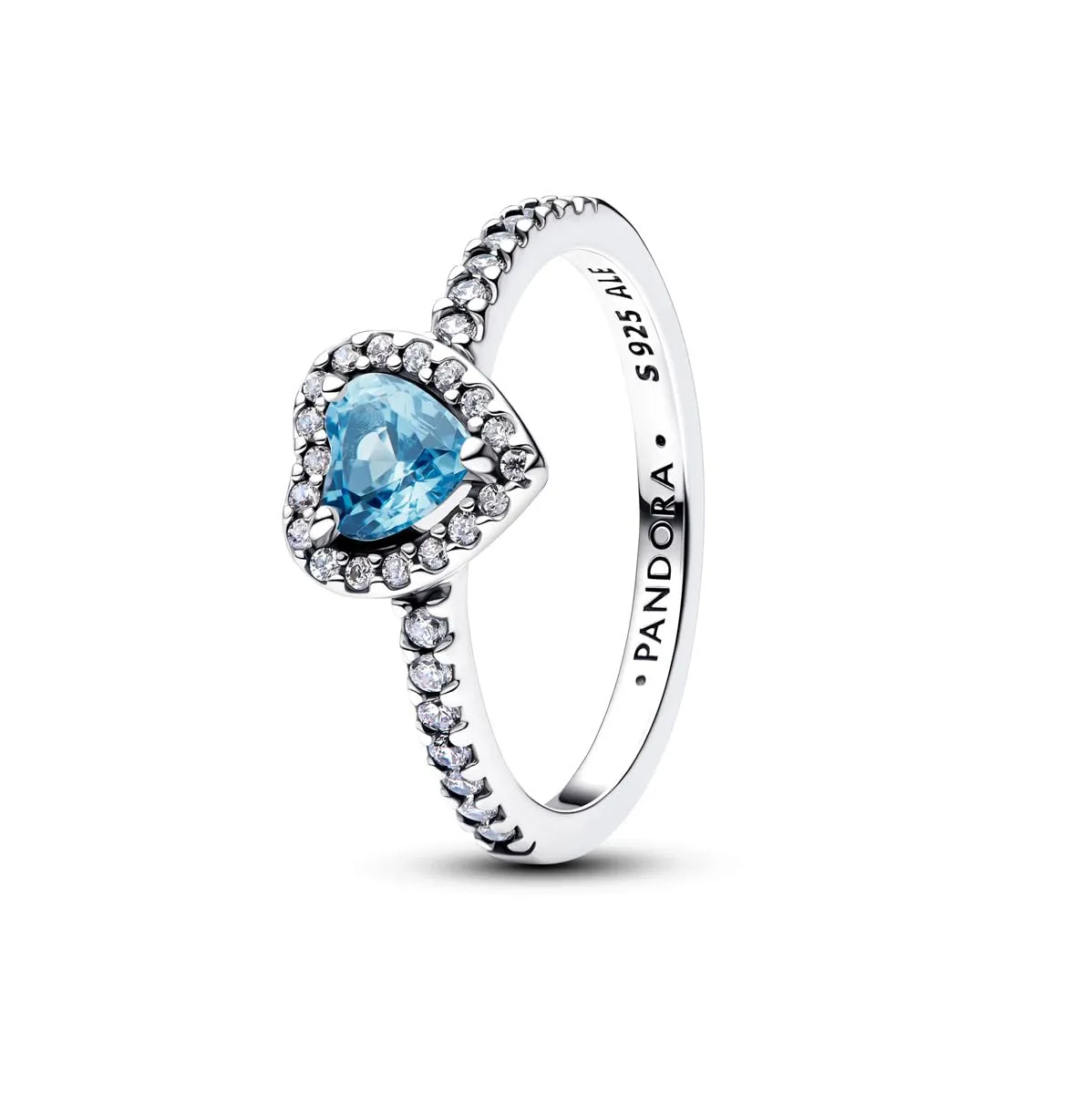 Pandora Anello da donna in argento sterling con cuore azzurro e zirconie 198421C10, Misura 50/15,9 - immagine 1