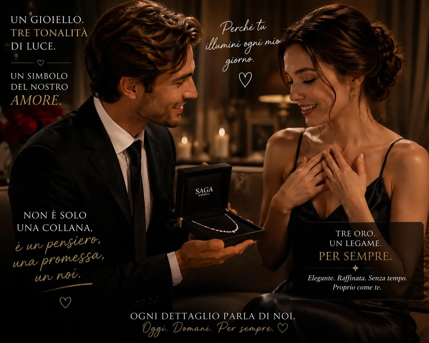 SAGA GIOIELLI Collana Unisex Tre Ori in Acciaio con Pepite Martellate, 5 mm - immagine 6