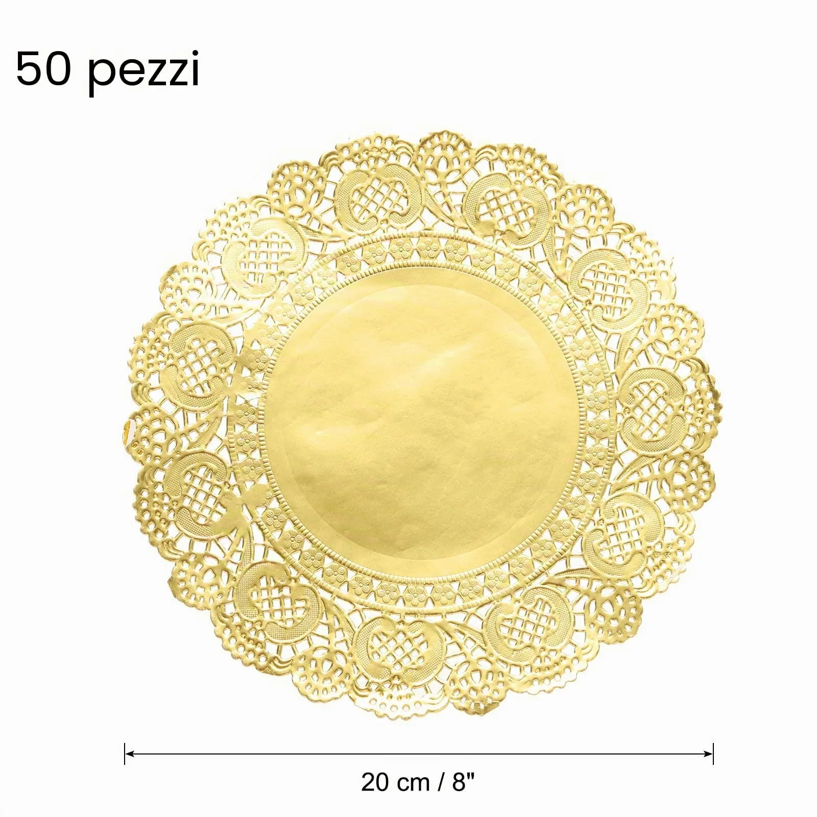 QUARKZMAN Centrini di Carta in Pizzo Dorato, 50 Pezzi, 8 Pollici - immagine 2