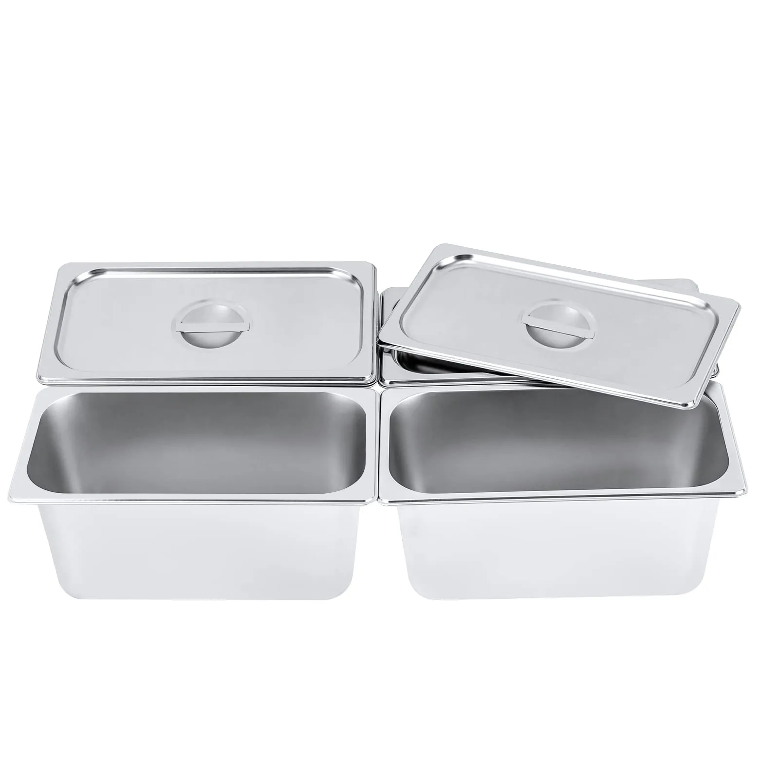 RjcdOPL Set di 4 vassoi GN 1/3 in acciaio inox, 5 l, 32,5 × 17,5 × 15 cm con coperchio - immagine 6